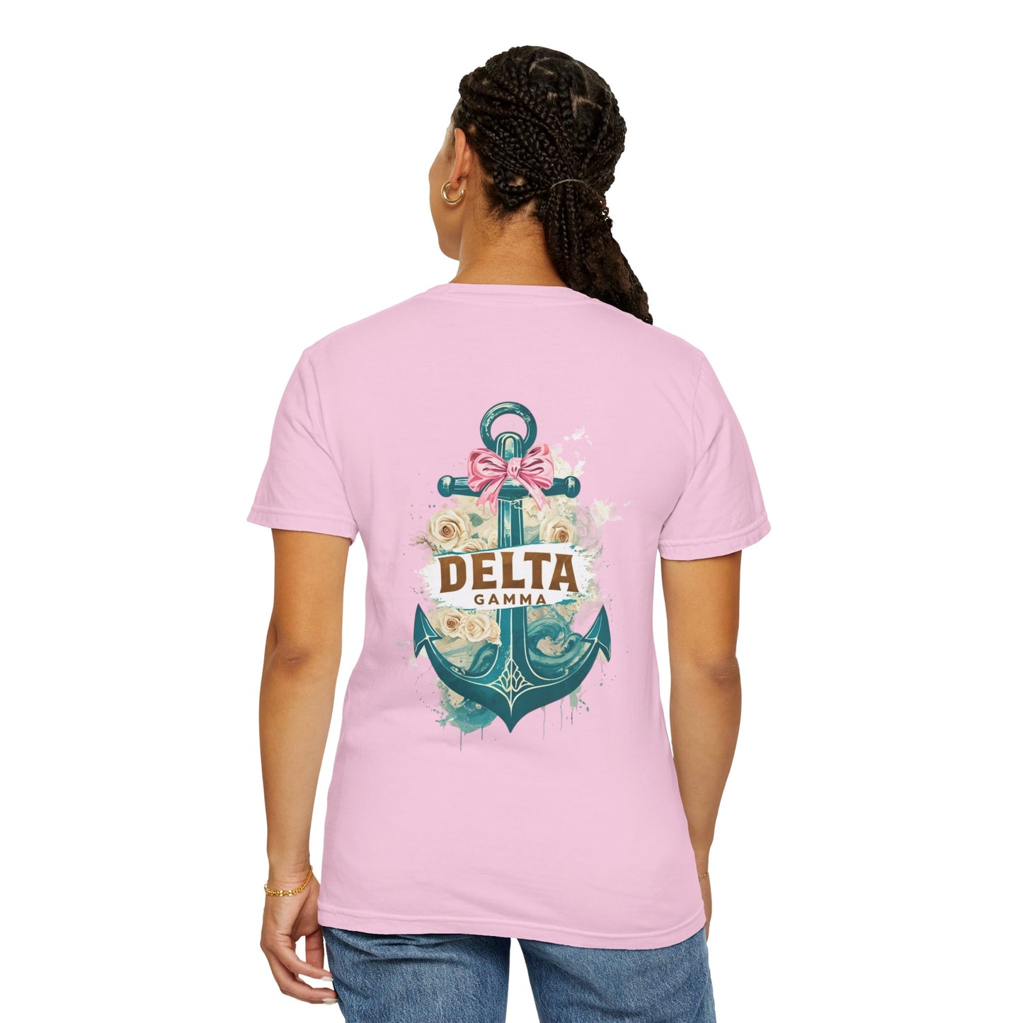 Delta Gamma Unisex Garment-Dyed T-Shirt, Sorority Pride Shirt, Nautical Design Tee, Perfect for Recruitment and Celebrations, Gift Idea