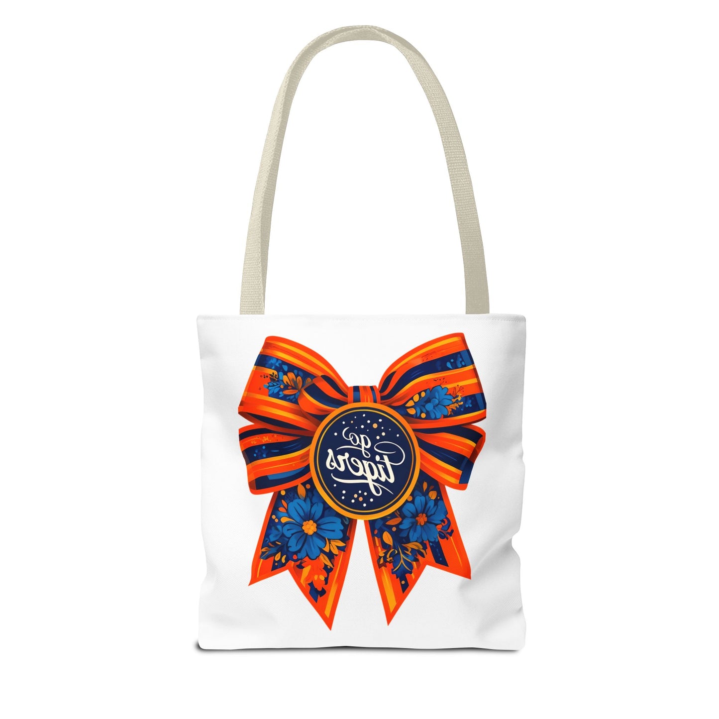 Cheerful Floral Tote Bag - Go Tigers, Sports Fan Gift, Custom Tote, Floral Design, Game Day Bag, Personalized Shopping Bag