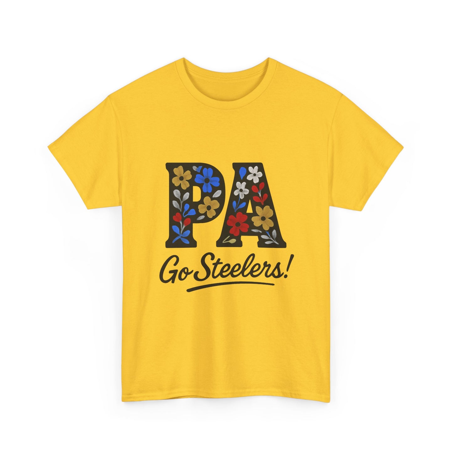 Sports Fan Tee - Floral PA Go Steelers Unisex Heavy Cotton Tee