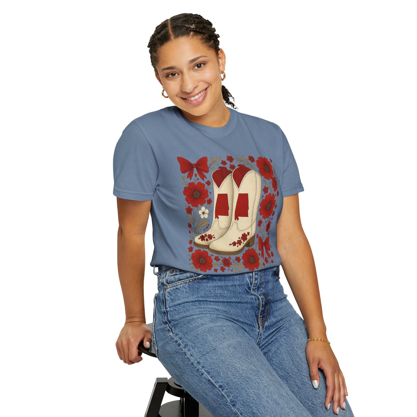 Vintage Cowboy Boots Floral Unisex T-shirt - Alabama Fan, Bama Game Day