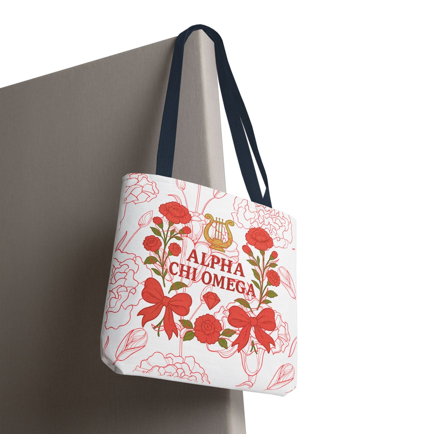 Floral Sorority Alpha Chi Omega Tote Bag, College Essentials, Gift for Sorority Sisters, Eco-Friendly Shopping Tote, Alpha Chi Omega Apparel