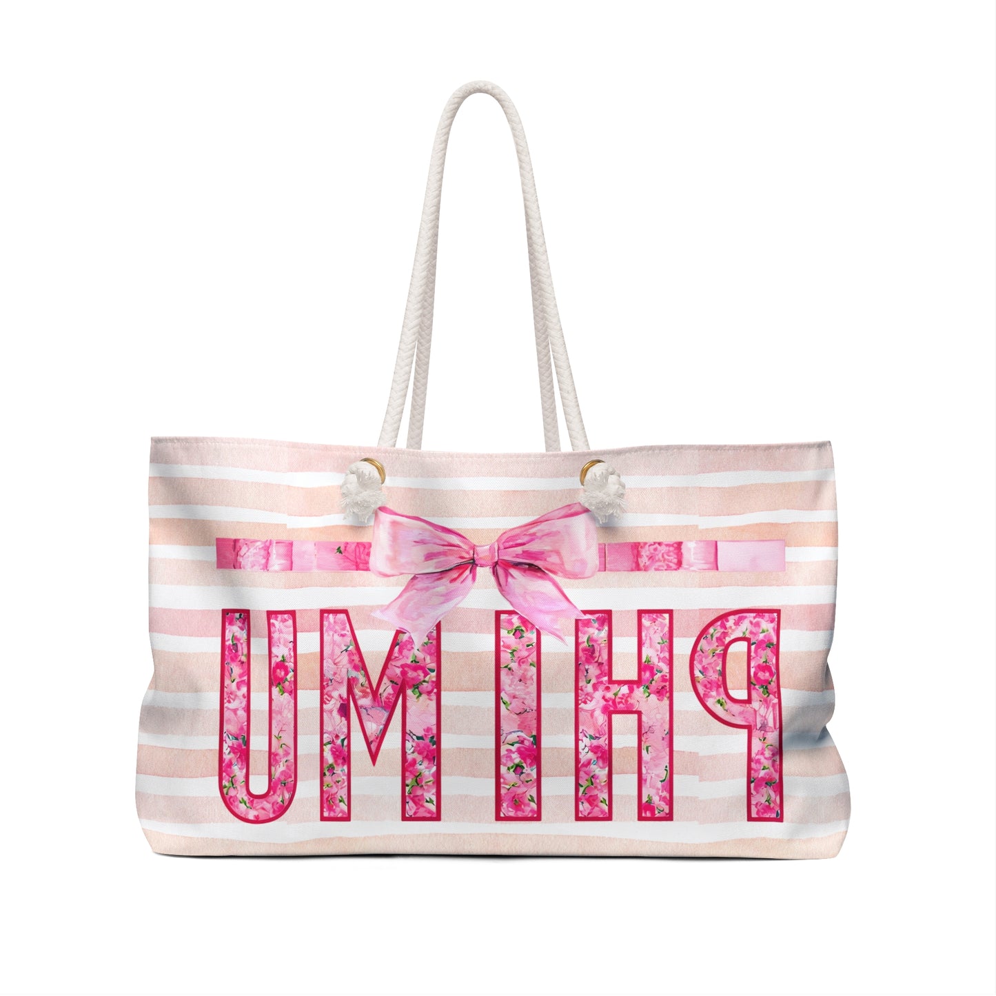 Phi MU Chic Floral Weekender Bag, Stylish Travel Tote, Personalized Getaway Bag, Beach Bag, Weekend Adventure Essential