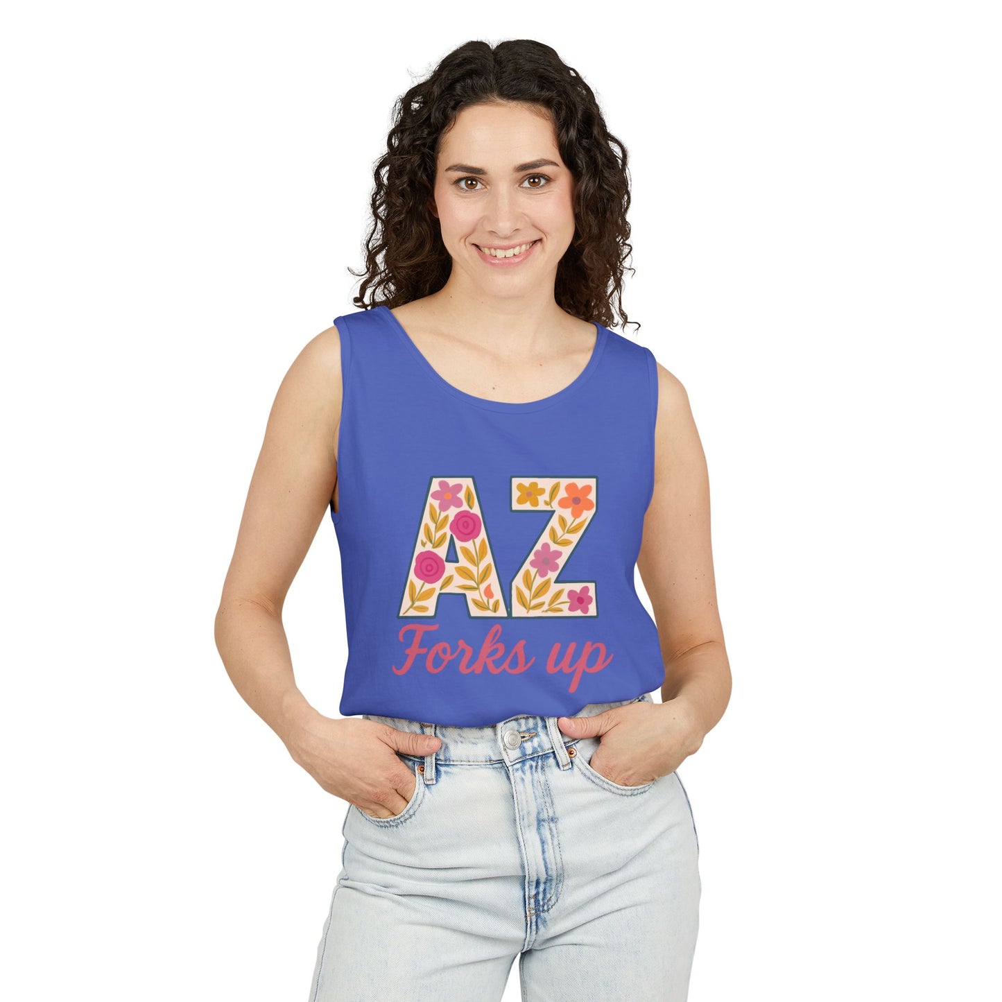 AZ Tank Top - AZ Forks Up Apparel, Summer Wear, Vacation Top, Travel Essentials, Gifts for Arizonans, Sun devils, comfort colors, graduation gift