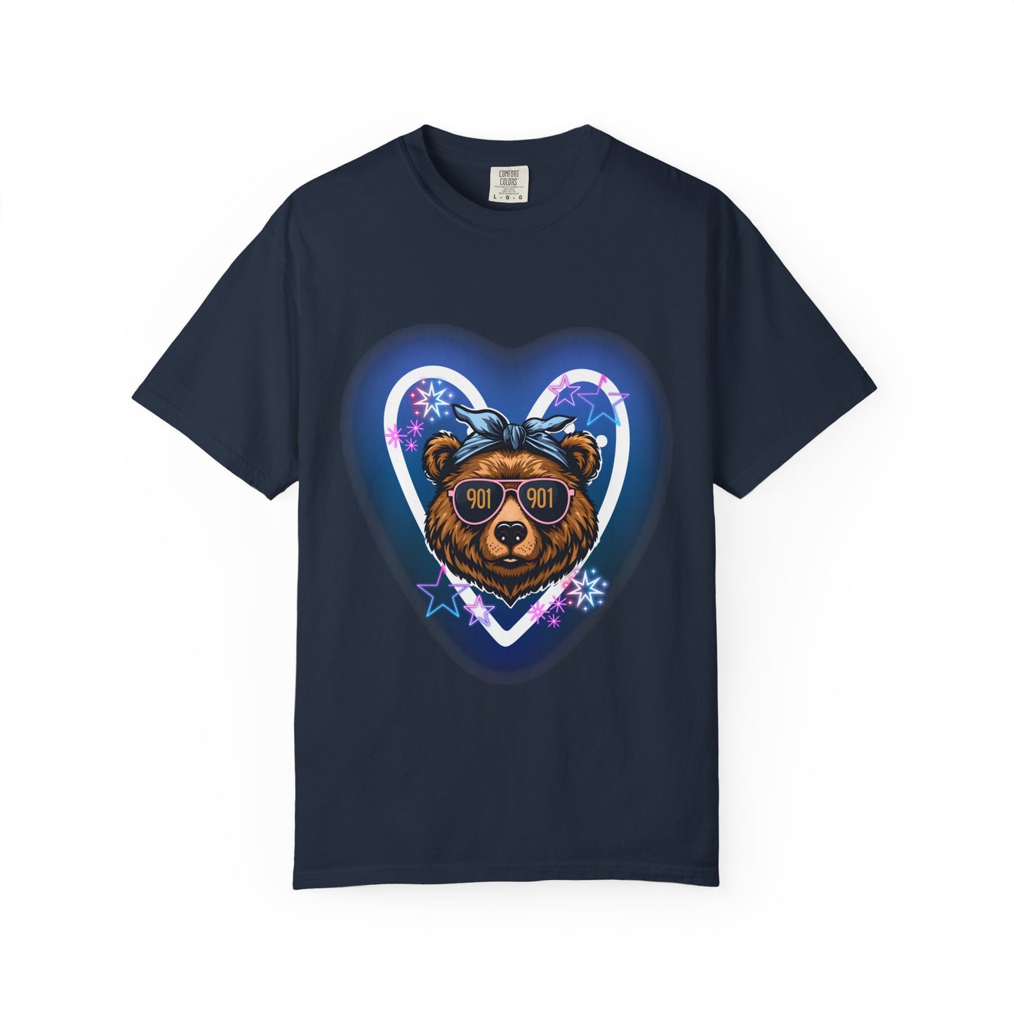 Neon Memphis Bear Graphic T-Shirt, Unisex Fashion Tee, Trendy Apparel, Memphis Grizz, 901 Memphis, Retro Design, Comfort Colors, Memphis Basketball Fan