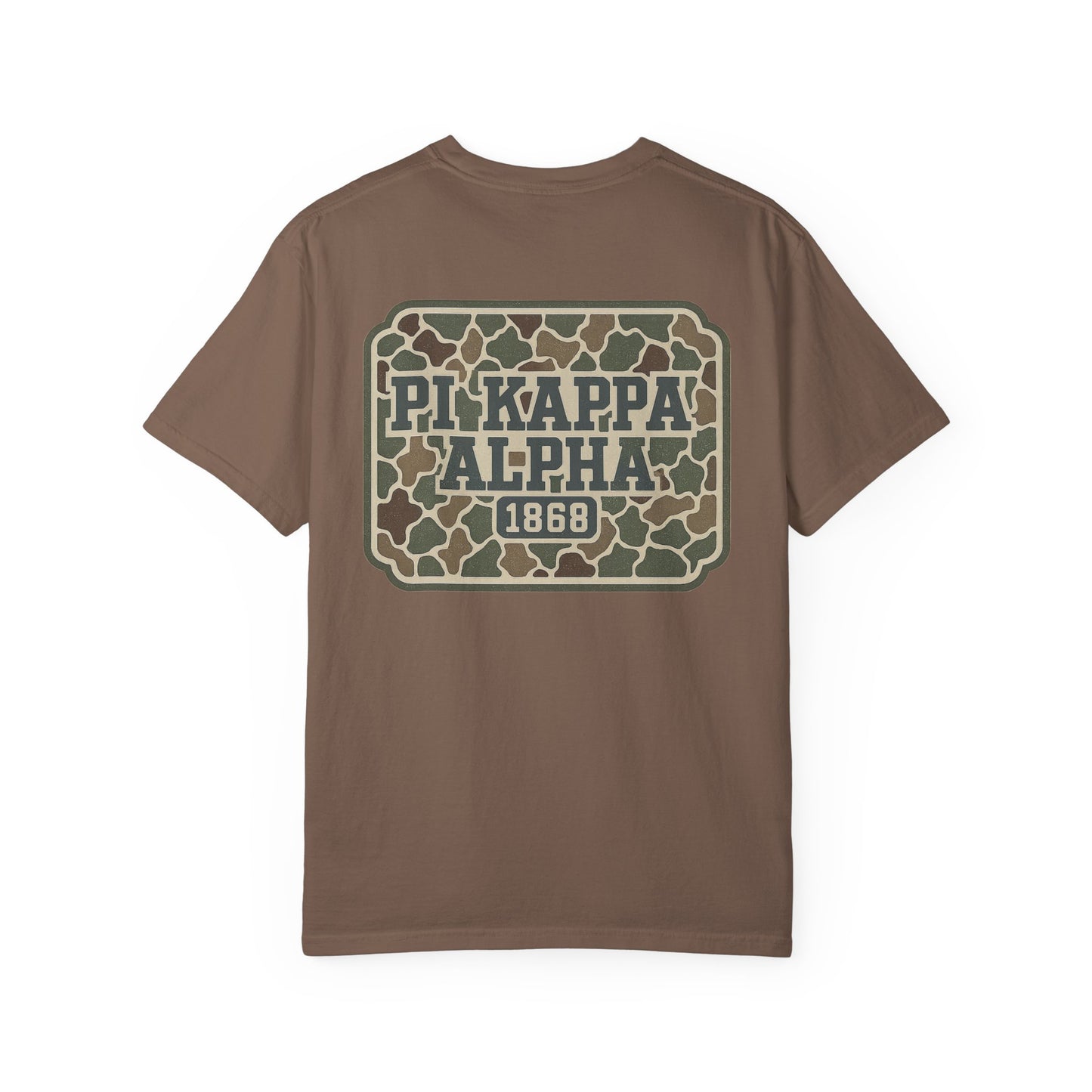PiKappaAlpha Camouflage T-Shirt | Unisex Garment-Dyed Tee | Casual Wear, Greek Life Apparel, College Gifts, Brotherhood Shirt, Event [...]