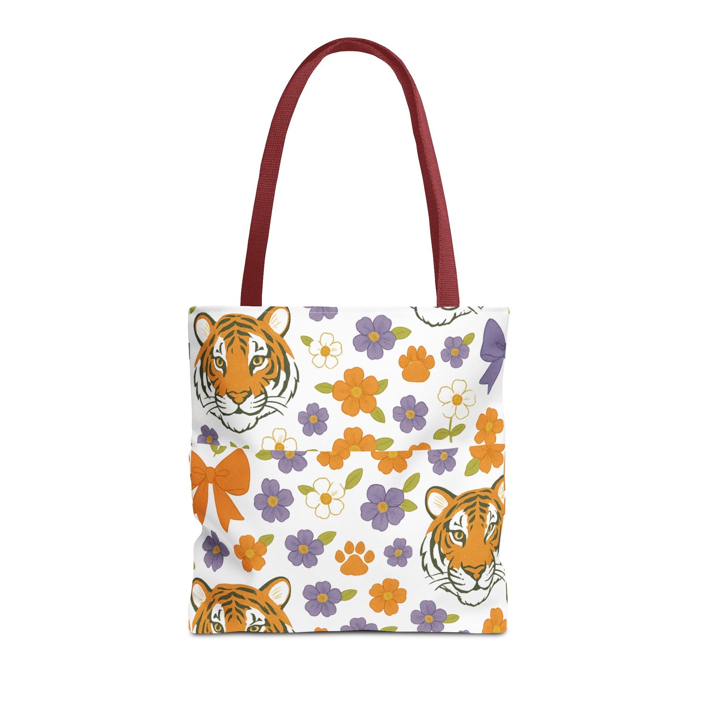 Whimsical Tiger Floral Tote Bag - Clemson Fan Gift, Graduation Gift, Alumni Gift, Cute Eco-Friendly Shopping Bag, Beach Bag, Gift for Animal Lovers, Spring & Summer Accessory