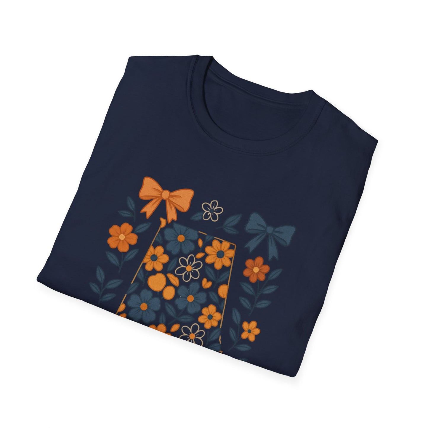 AU Floral Bow Graphic T-Shirt, Softstyle Tee, Botanical Print Shirt, Gift for Her, Casual Wear, Summer Fashion, Vintage Aesthetic