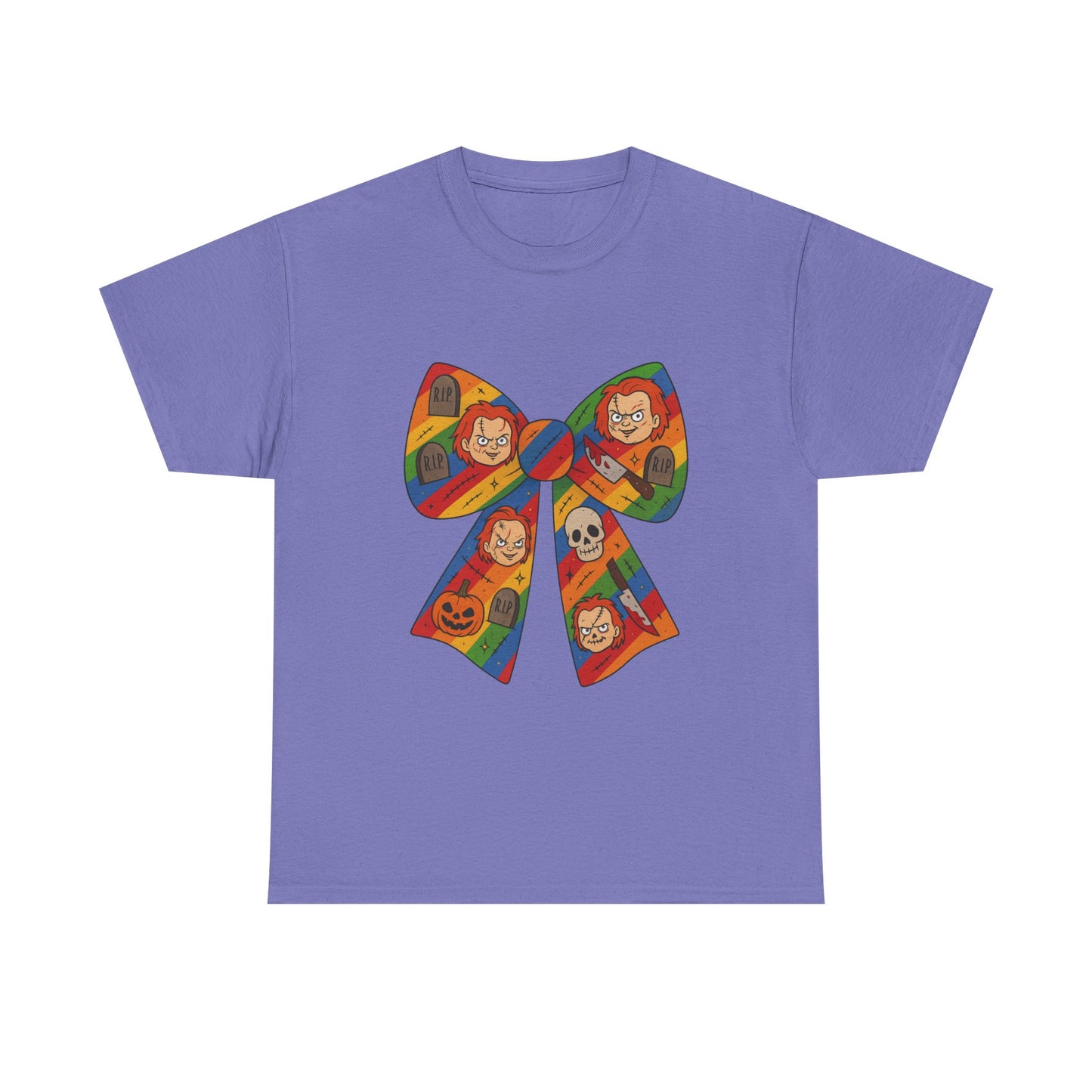 Colorful Halloween Bow Tee, Fun Costume T-Shirt, Halloween Party Shirt, Unisex Graphic Tee, Cozy Everyday Wear, Unique Gift Idea