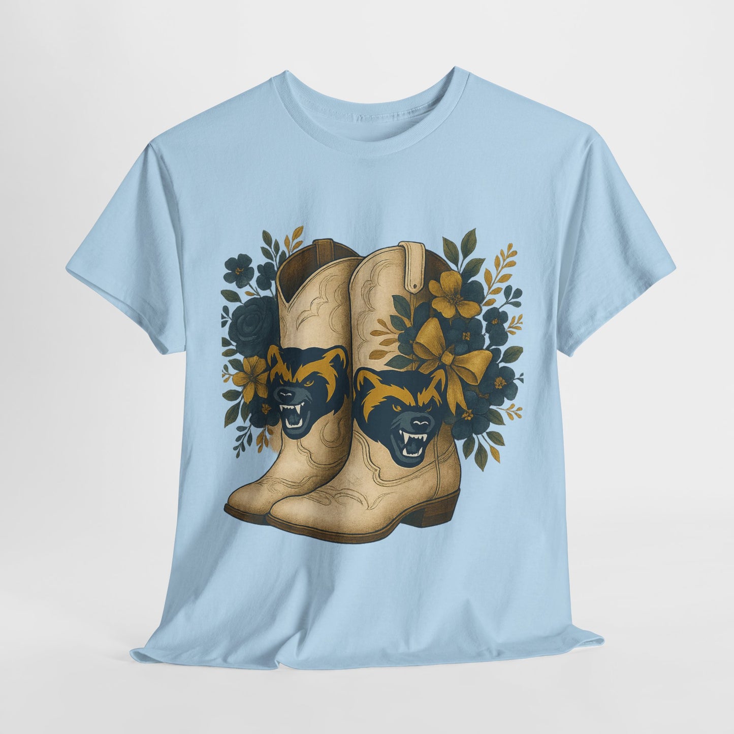 Graphic Tee - Michigan Wolverines Maize and Blue Country Chic Floral Cowboy Boots Vintage Style Shirt
