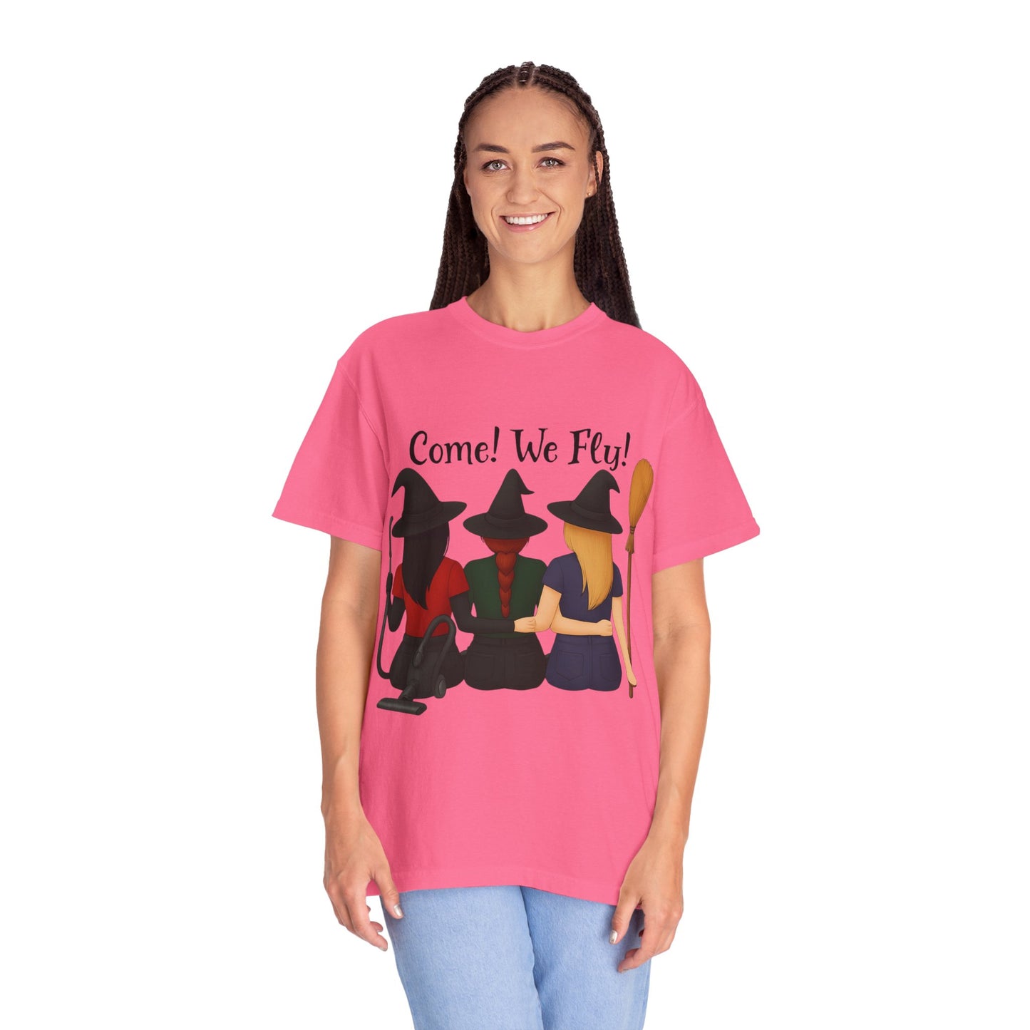 Witchy Halloween T-shirt - Come We Fly Unisex Garment-Dyed Tee