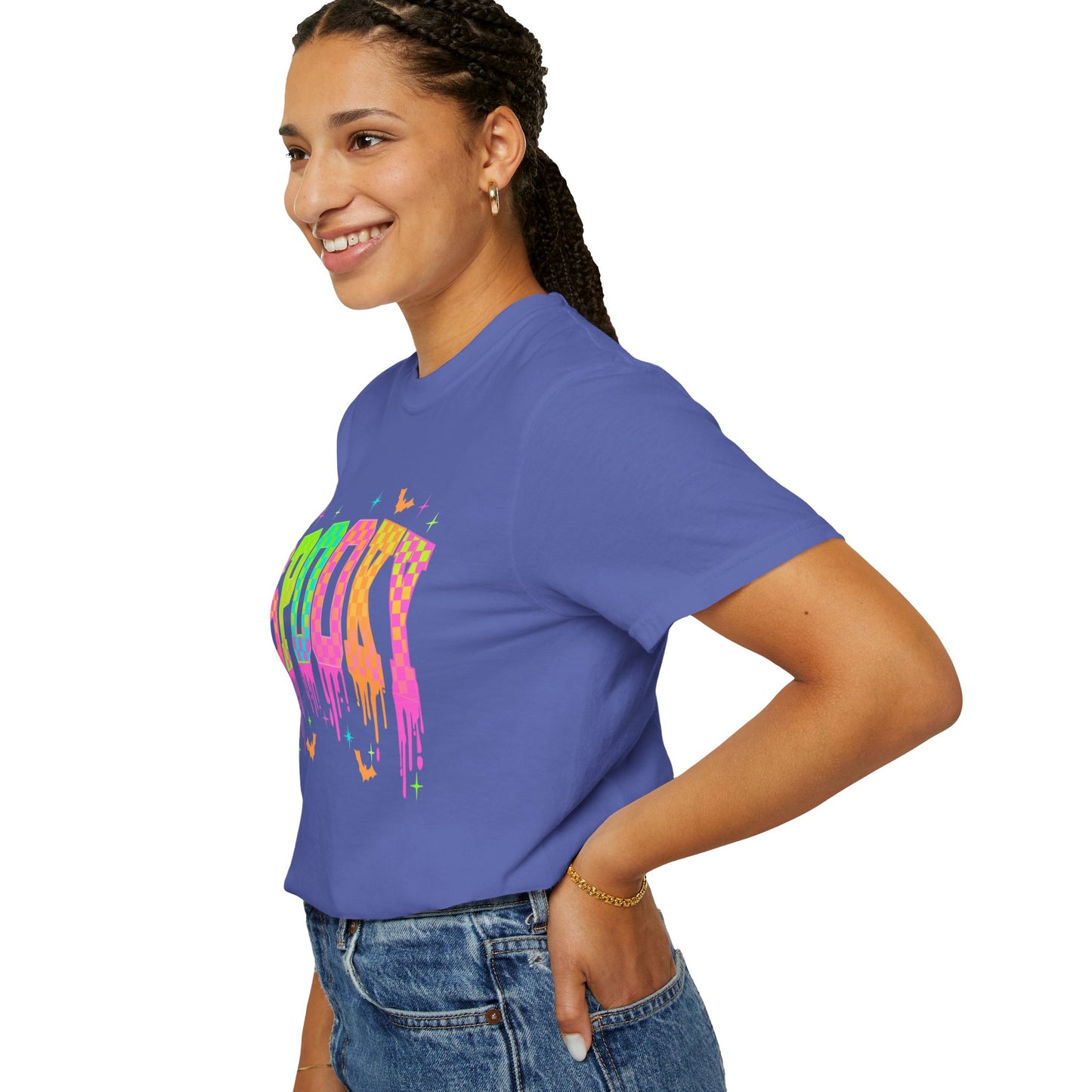 Colorful Neon Checkered Spooky T-Shirt