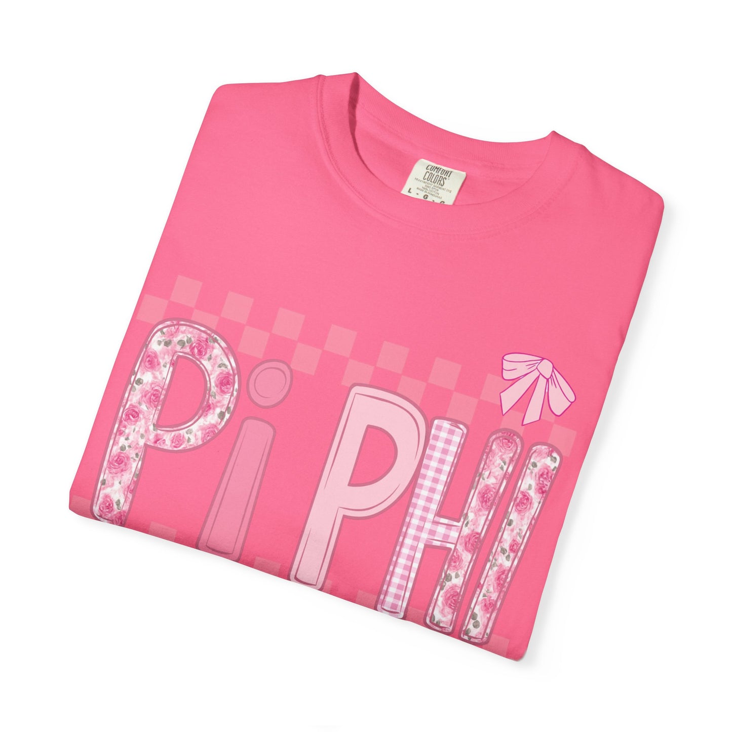 Cute Garment-Dyed T-Shirt for Sorority Sisters, Pi -Checked Style, Perfect for Casual Outings, Sorority Events, Gifts