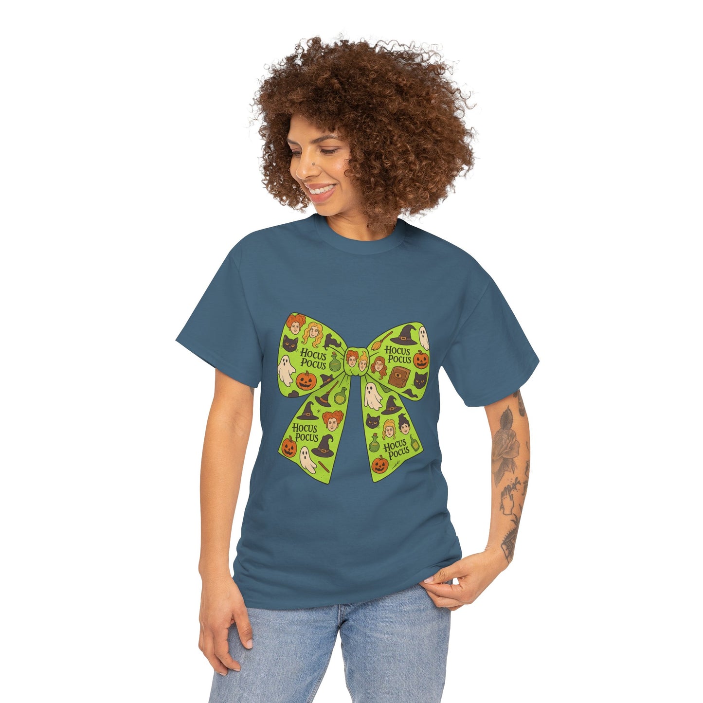 Halloween Graphic Tee, Spooky Season Unisex Shirt, Hocus Pocus Bow Tee, Autumn Style Shirt, Trick or Treat Apparel