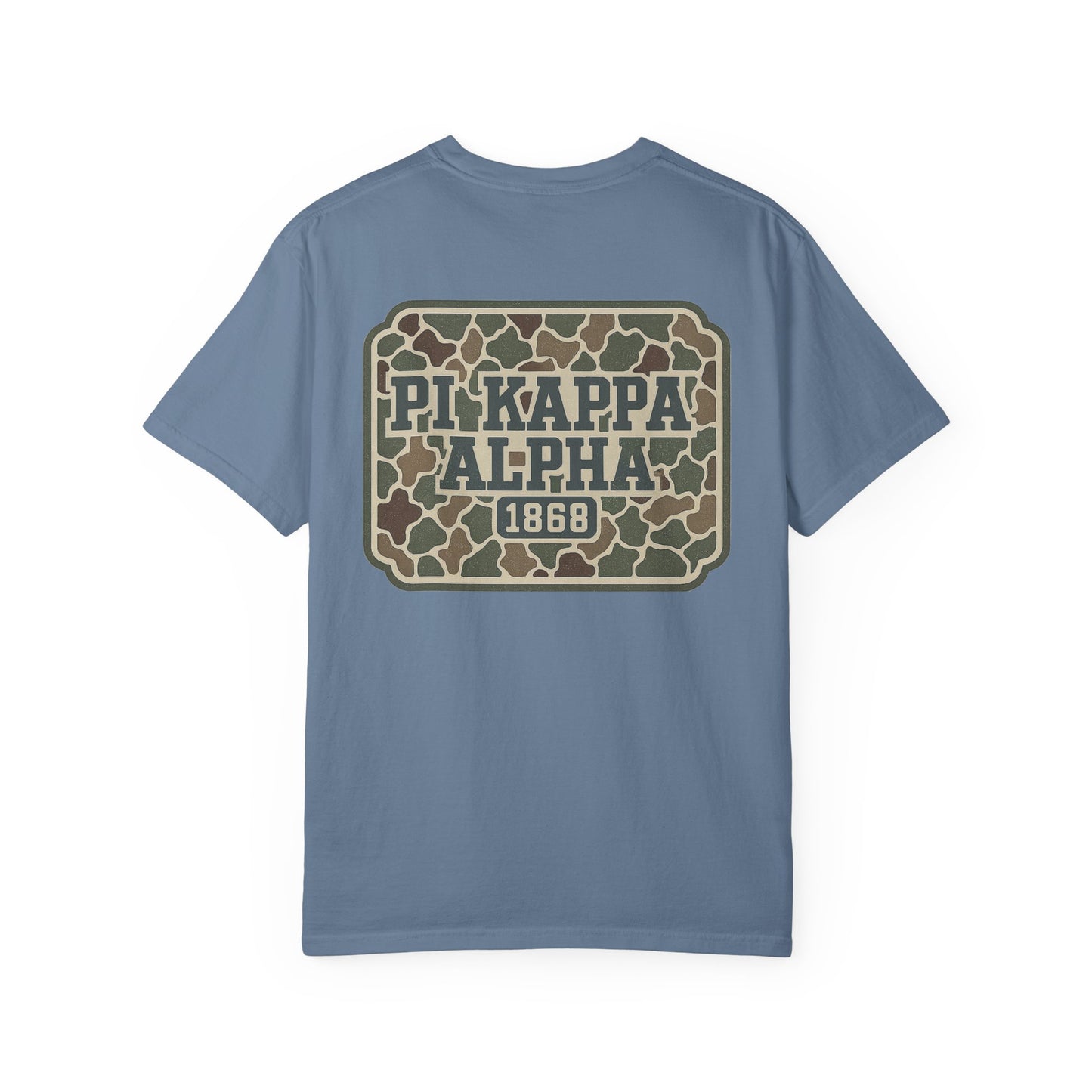 PiKappaAlpha Camouflage T-Shirt | Unisex Garment-Dyed Tee | Casual Wear, Greek Life Apparel, College Gifts, Brotherhood Shirt, Event [...]