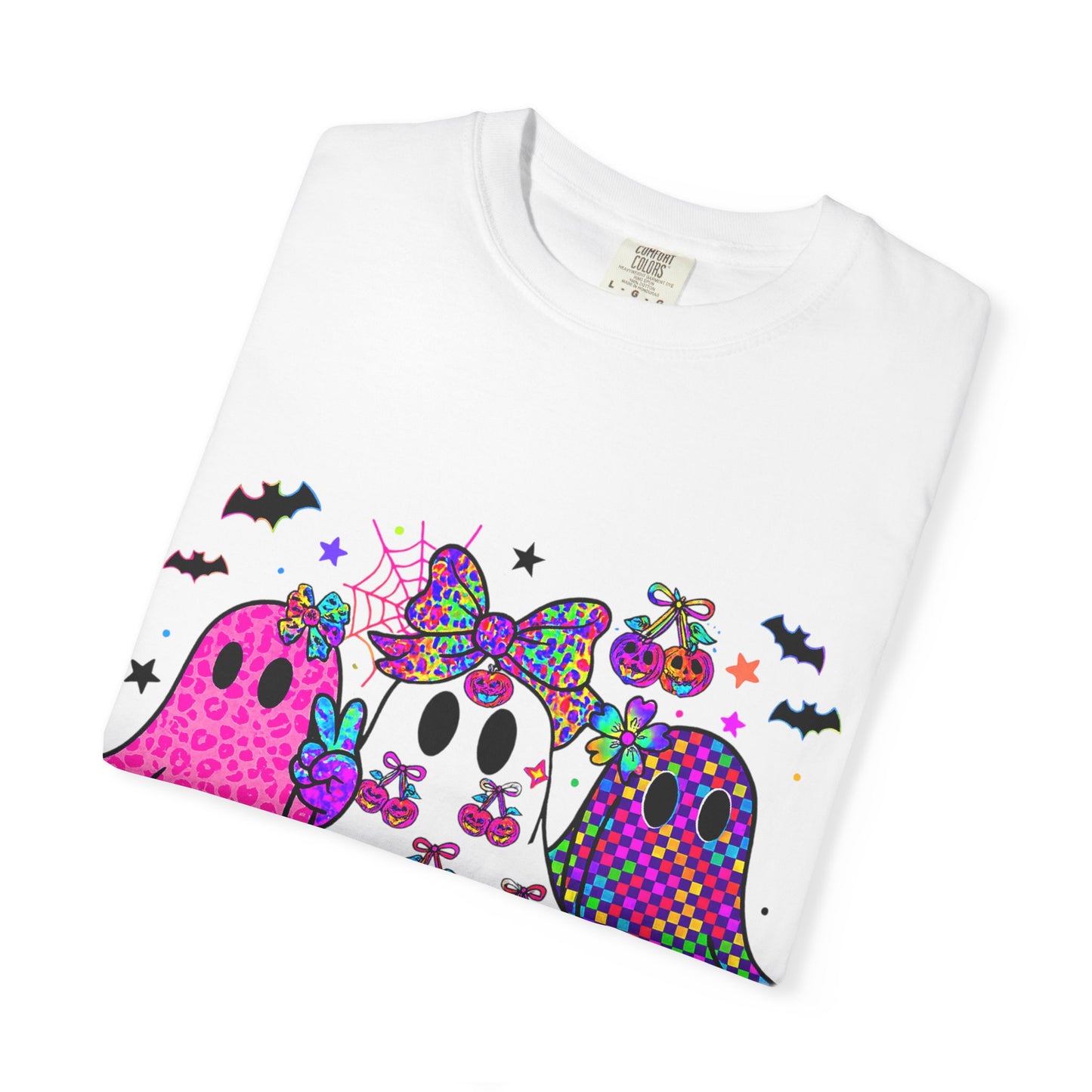 Colorful Ghost-Themed Unisex T-Shirt, Spooky Tee, Halloween Apparel, Festival Shirt, Gift for Ghost Lovers, Fun Casual Wear