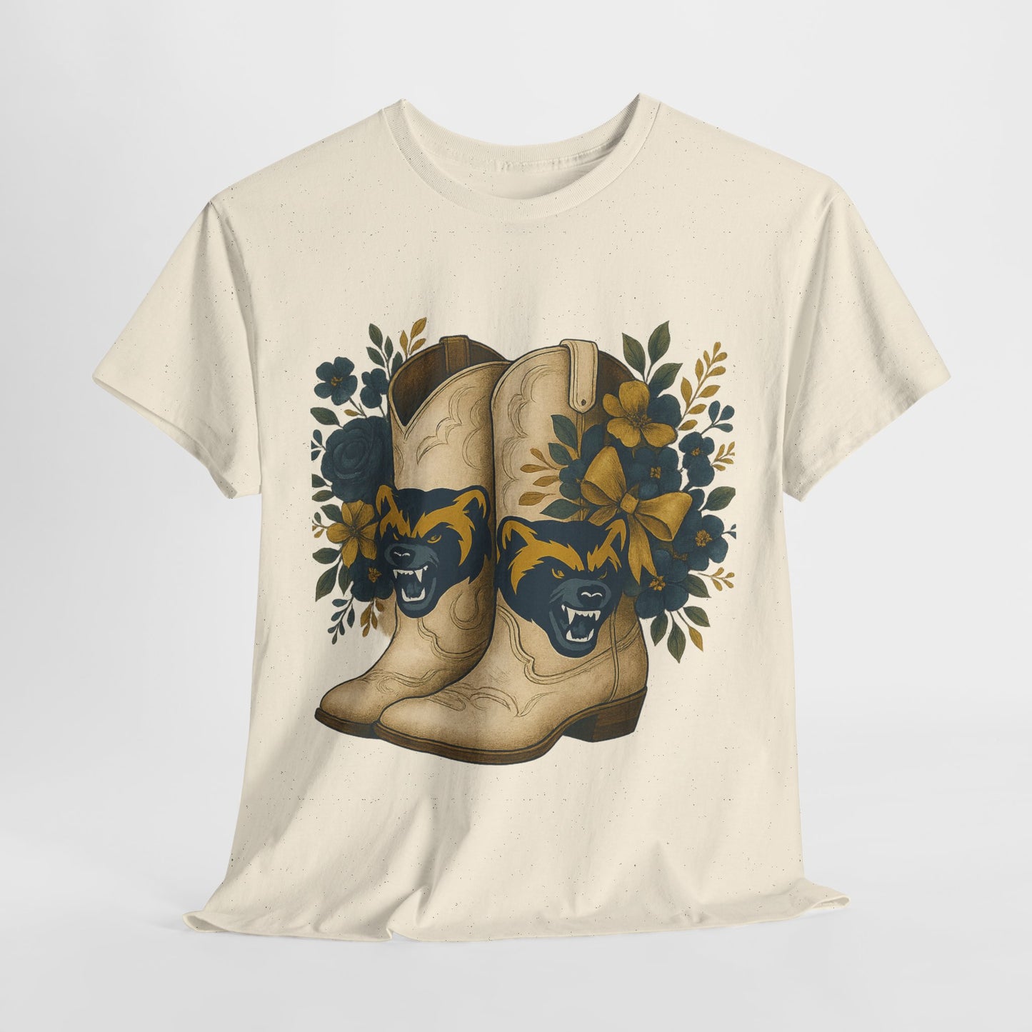 Graphic Tee - Michigan Wolverines Maize and Blue Country Chic Floral Cowboy Boots Vintage Style Shirt