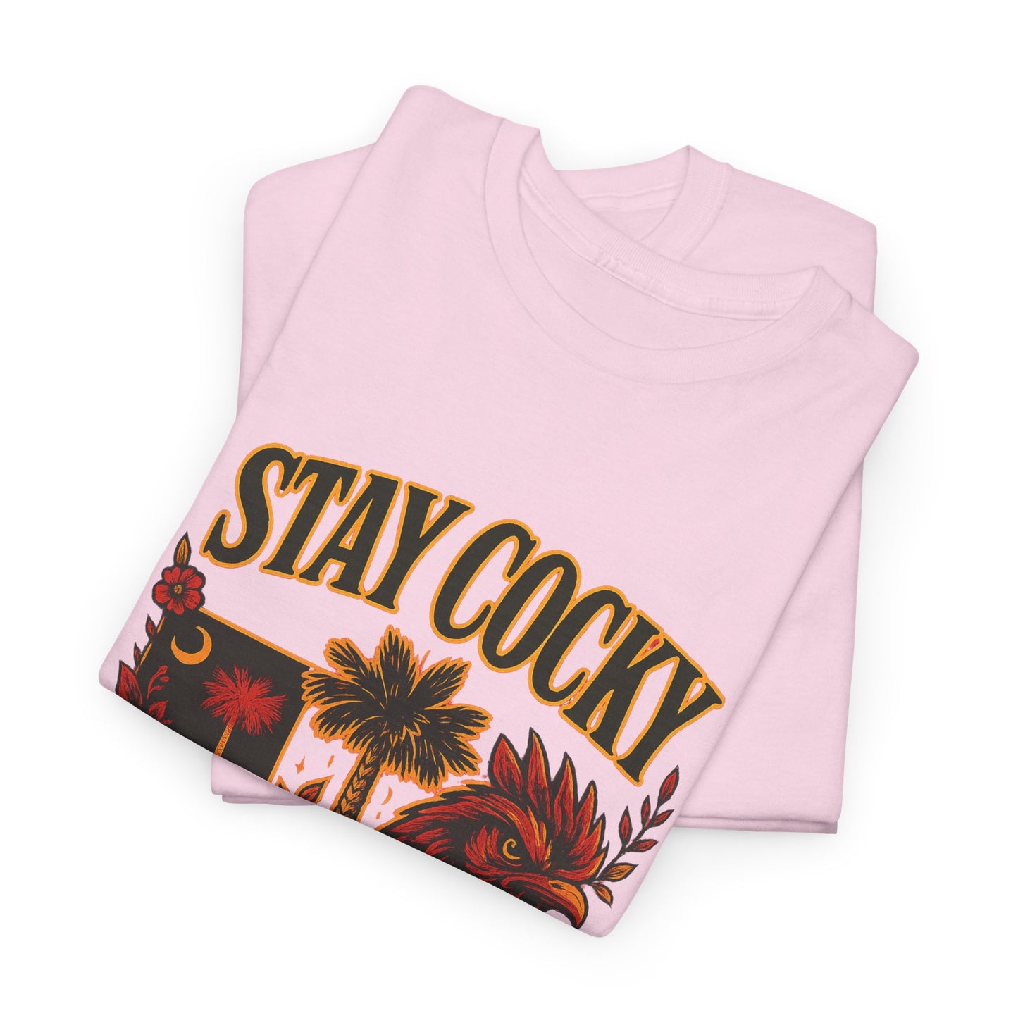Stay Cocky Unisex Heavy Cotton Tee, Casual Graphic Tee, South Carolina Pride Shirt, Fun Vacation Wear, Perfect Gift for Gamecocks Fans