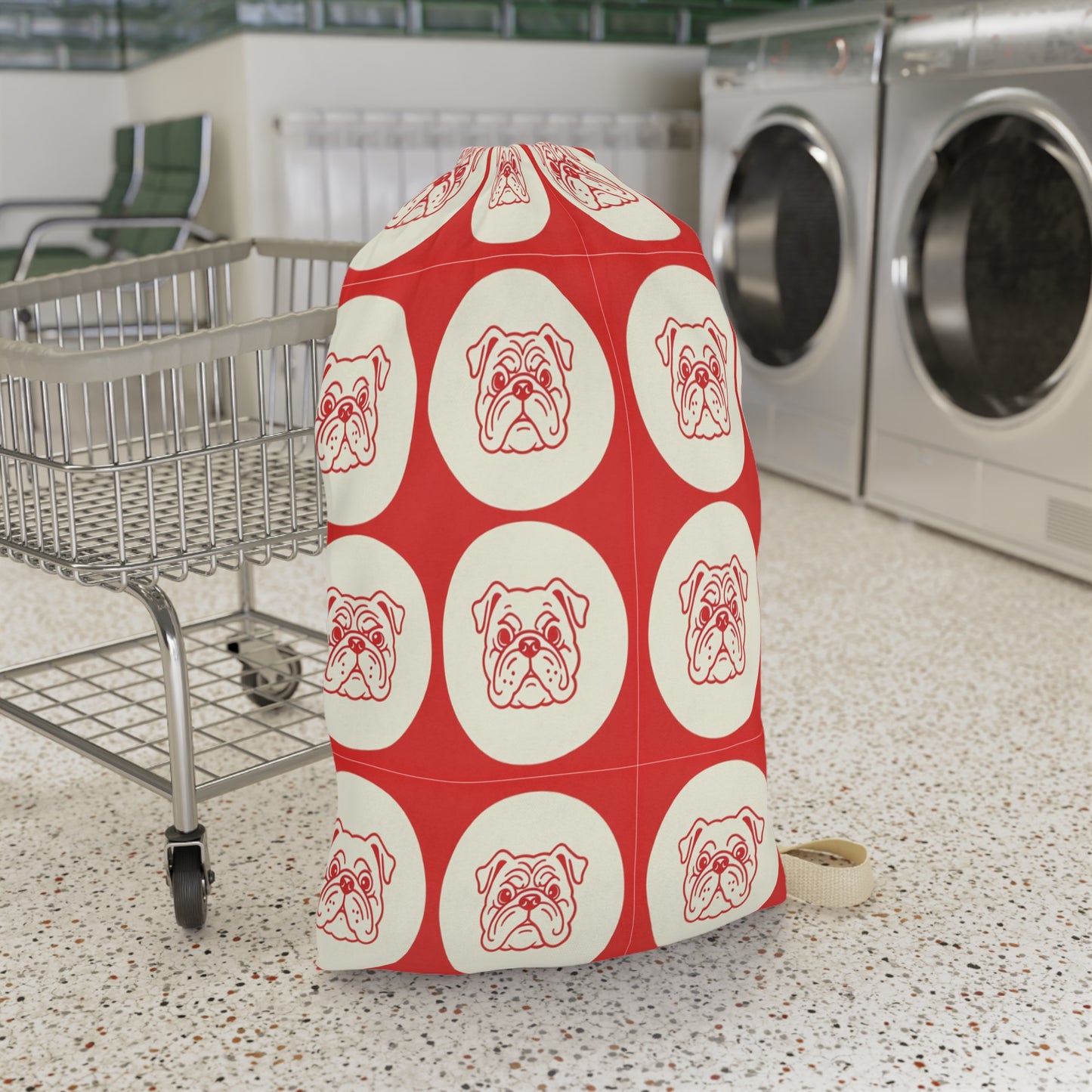 Bulldog Pattern Laundry Bag, Dog Lover Gift, Red and Cream Design, Georgia Graduation Gift, College Dorm Room, Georgia Bulldogs