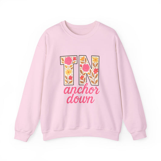 Cozy Floral Crewneck Sweatshirt with TN Design, Cute Gifts for Tennessee Fans, Casual Fall Wear, Perfect for Holidays & Gatherings