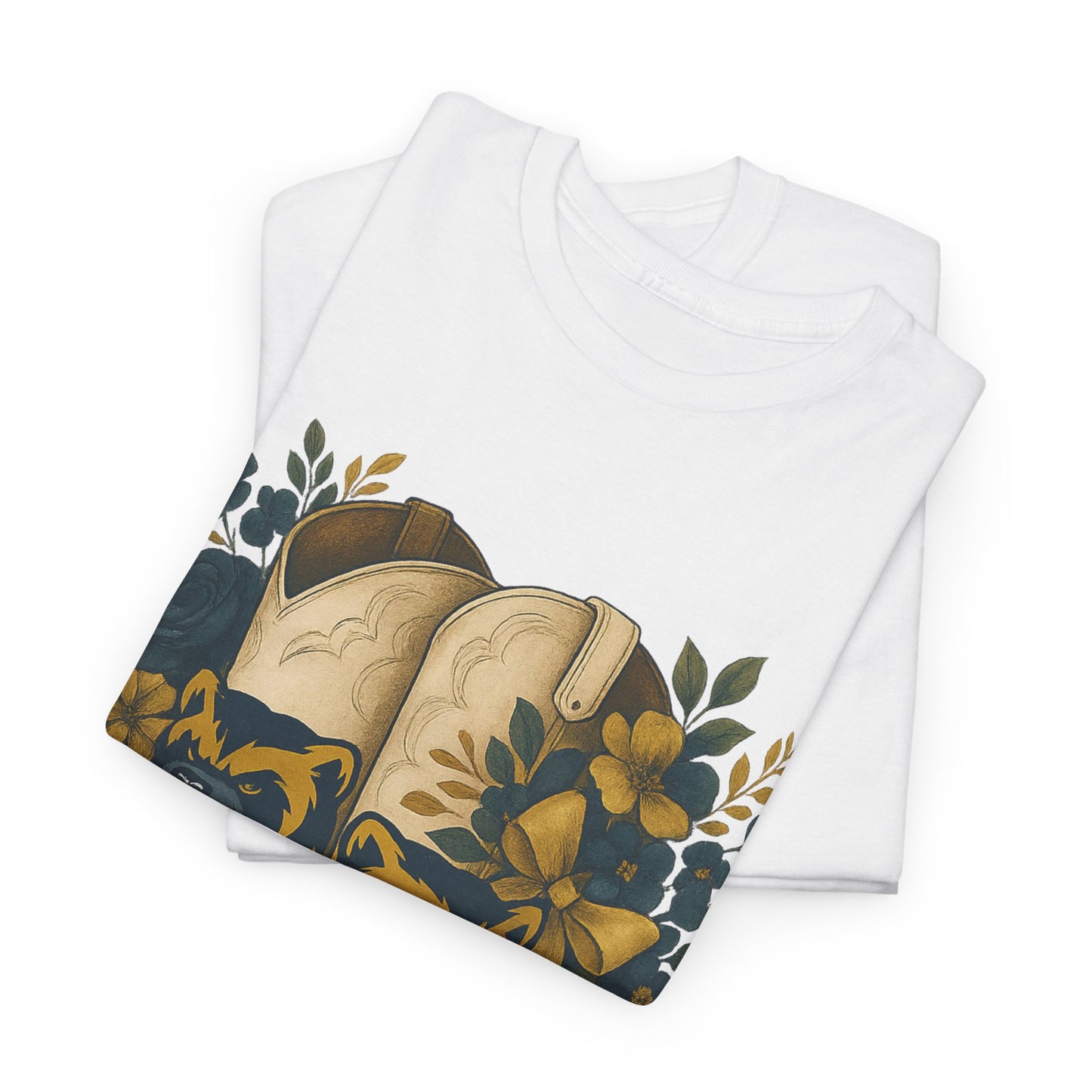 Graphic Tee - Michigan Wolverines Maize and Blue Country Chic Floral Cowboy Boots Vintage Style Shirt