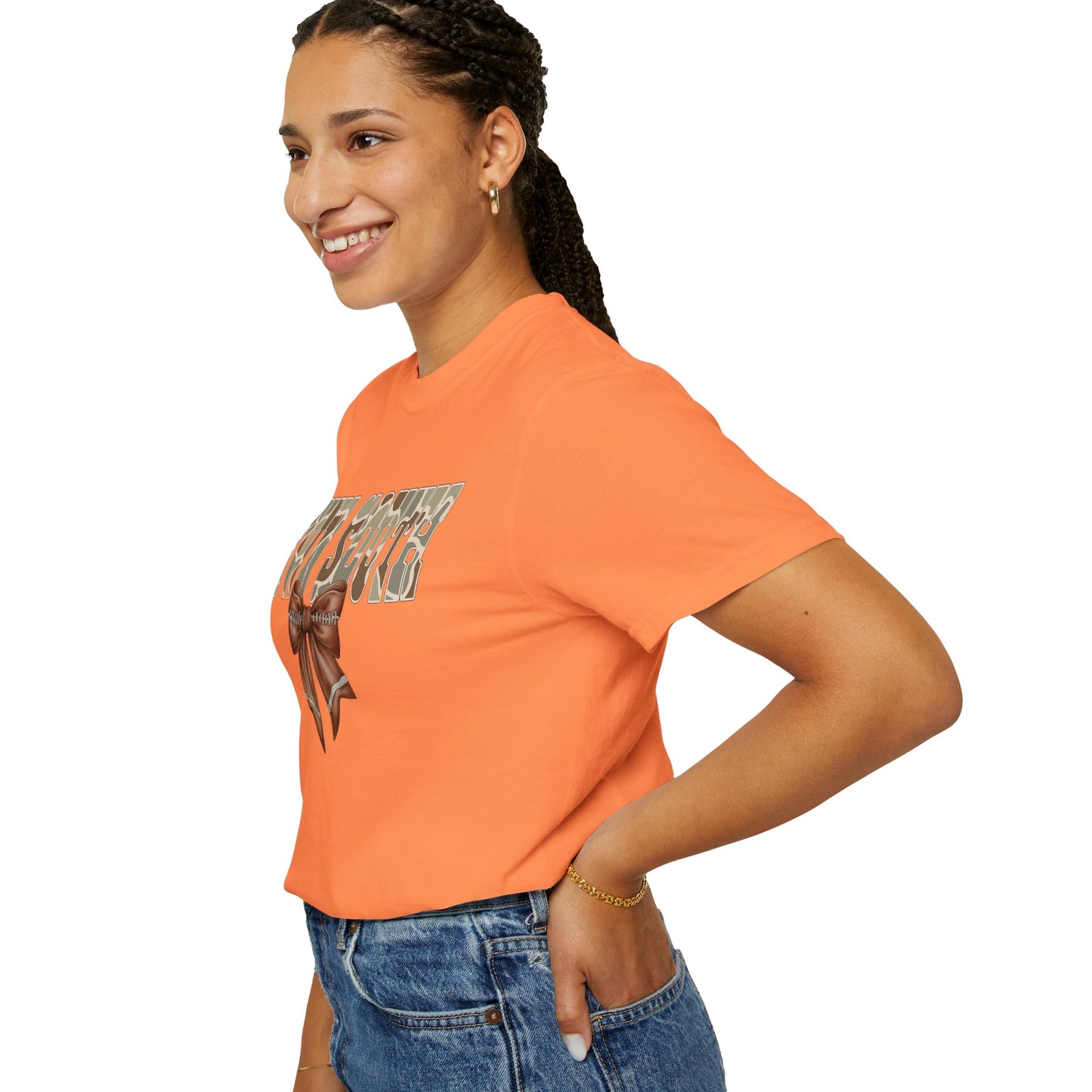 Camo Bow Graphic Tee - Trendy Apparel for Casual Outings and Birthdays