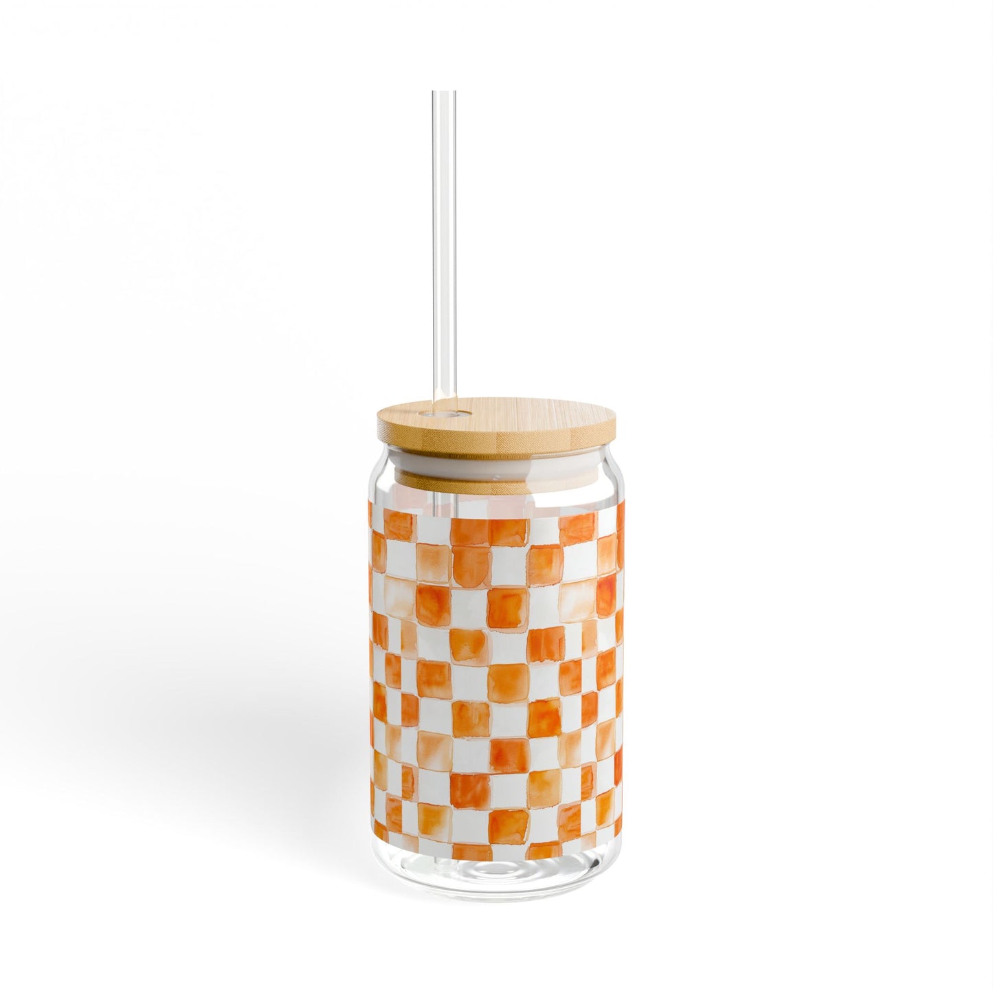 Tennessee Checkered 16oz Sipper Glass, Tennessee Checkered Chic - Stylish Drinkware for Home, Parties, Gifts