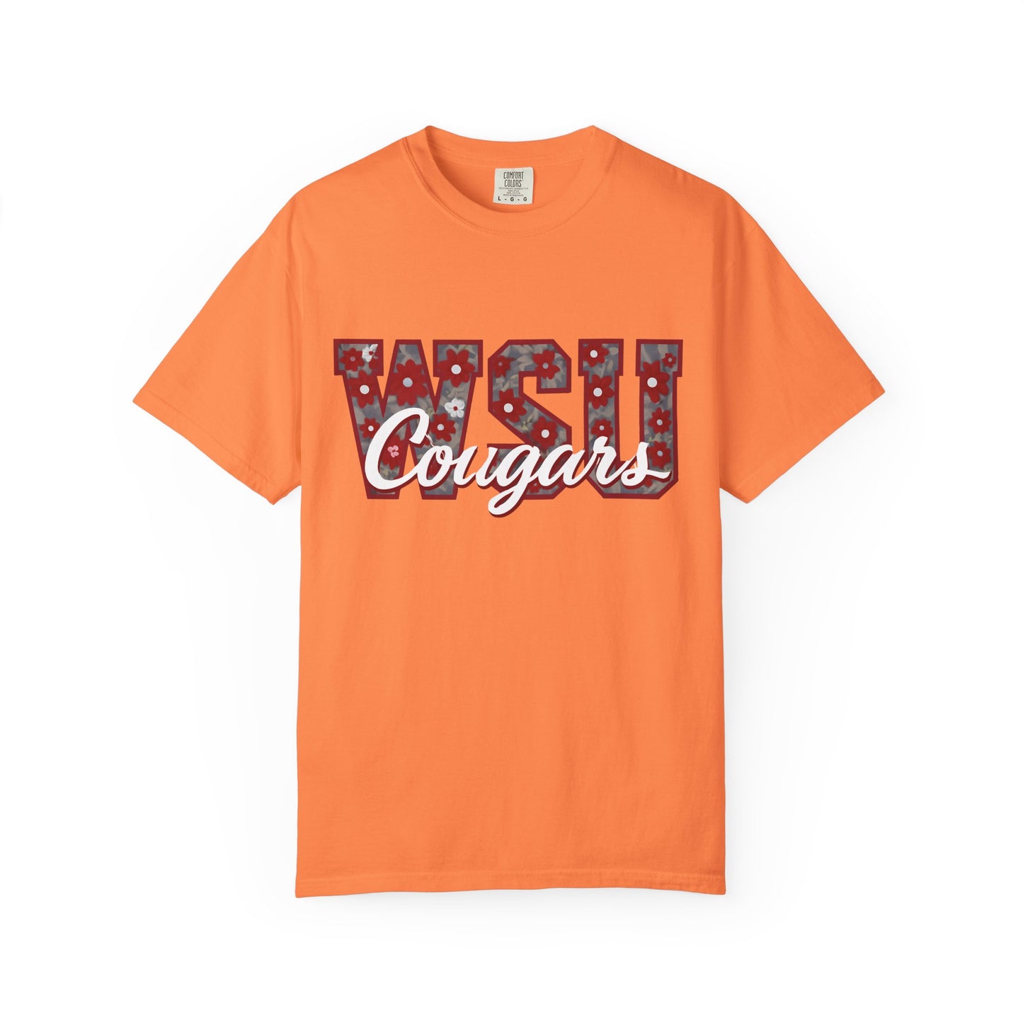 Garment-Dyed T-Shirt with WSU Cougars Design, Casual Wear, College Apparel, Sports Fan Gear, Comfortable Lifestyle Top, WSU Cougars