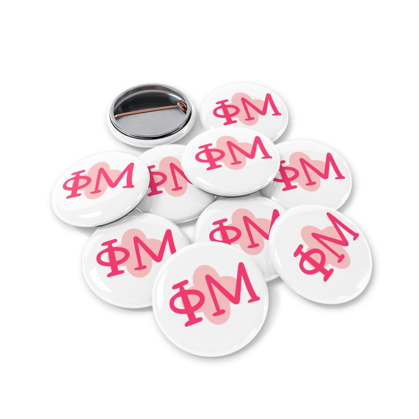 PhiMu Chic Round Pins, Custom Pin Badges, Trendy Buttons, Fun Accessory for Jackets, Gifts for Friends