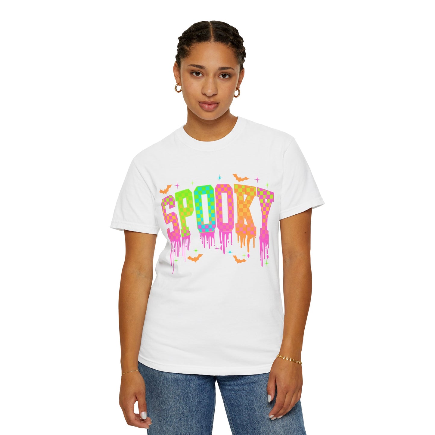 Colorful Neon Checkered Spooky T-Shirt