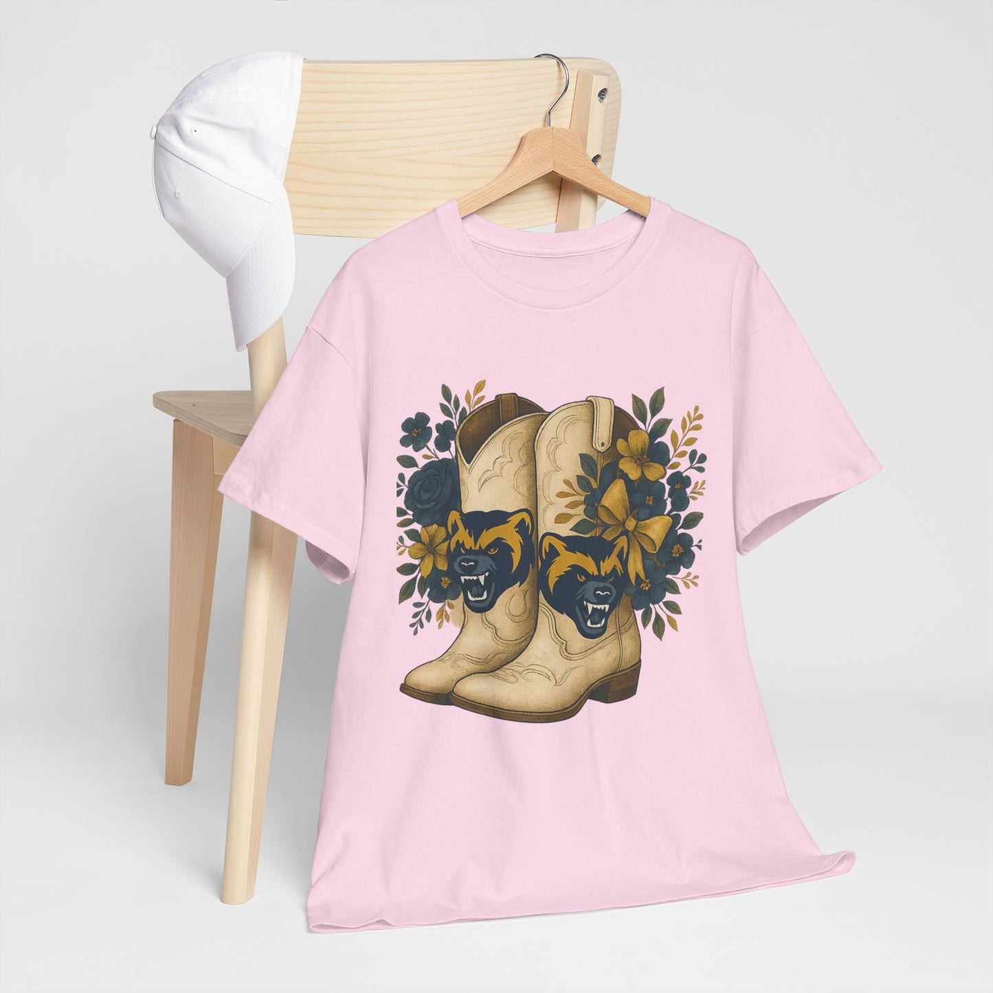 Graphic Tee - Michigan Wolverines Maize and Blue Country Chic Floral Cowboy Boots Vintage Style Shirt