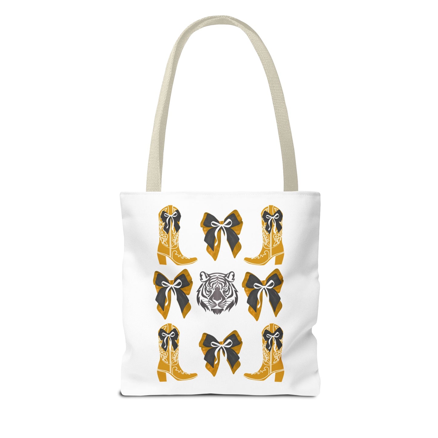 Mizzou tigers tote bag, missouri game day, Stylish Tote Bag with Boots and Tiger Design, missouri fan gift, missouri tigers alumni, graduation gift, mo tigers
