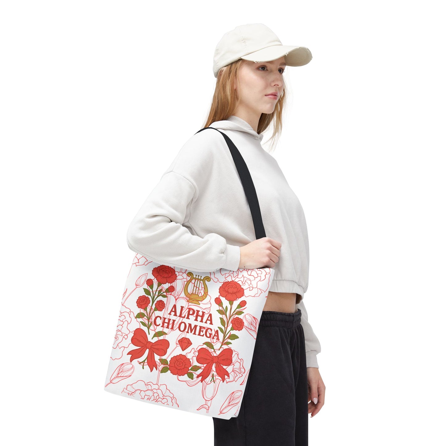 Floral Sorority Alpha Chi Omega Tote Bag, College Essentials, Gift for Sorority Sisters, Eco-Friendly Shopping Tote, Alpha Chi Omega Apparel