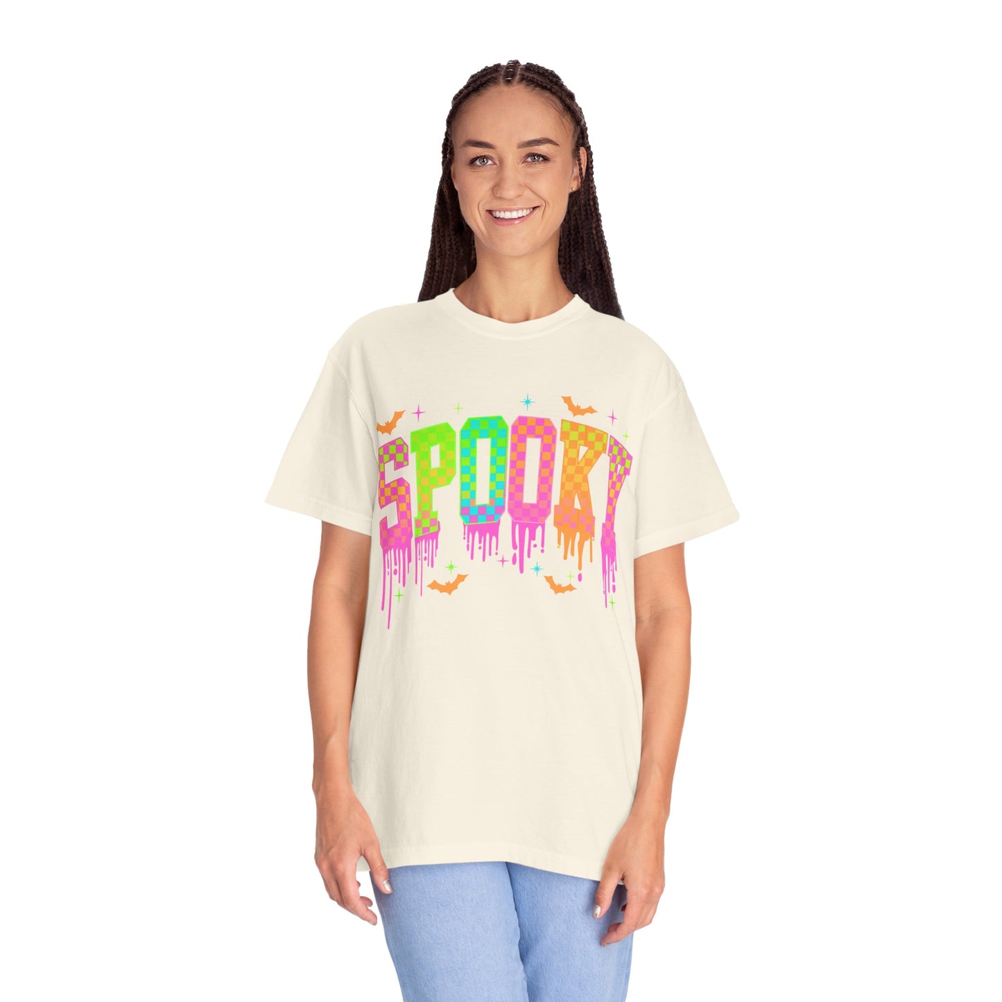 Colorful Neon Checkered Spooky T-Shirt