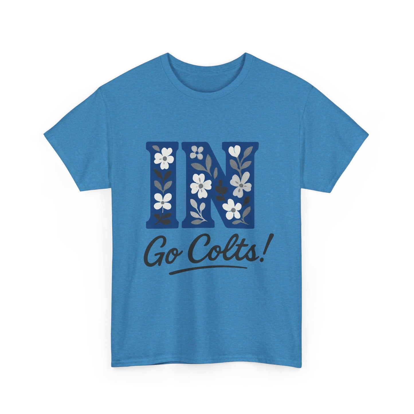 Floral Colts Tee | Unisex Heavy Cotton Tee for Sports Fans, Indiana Pride