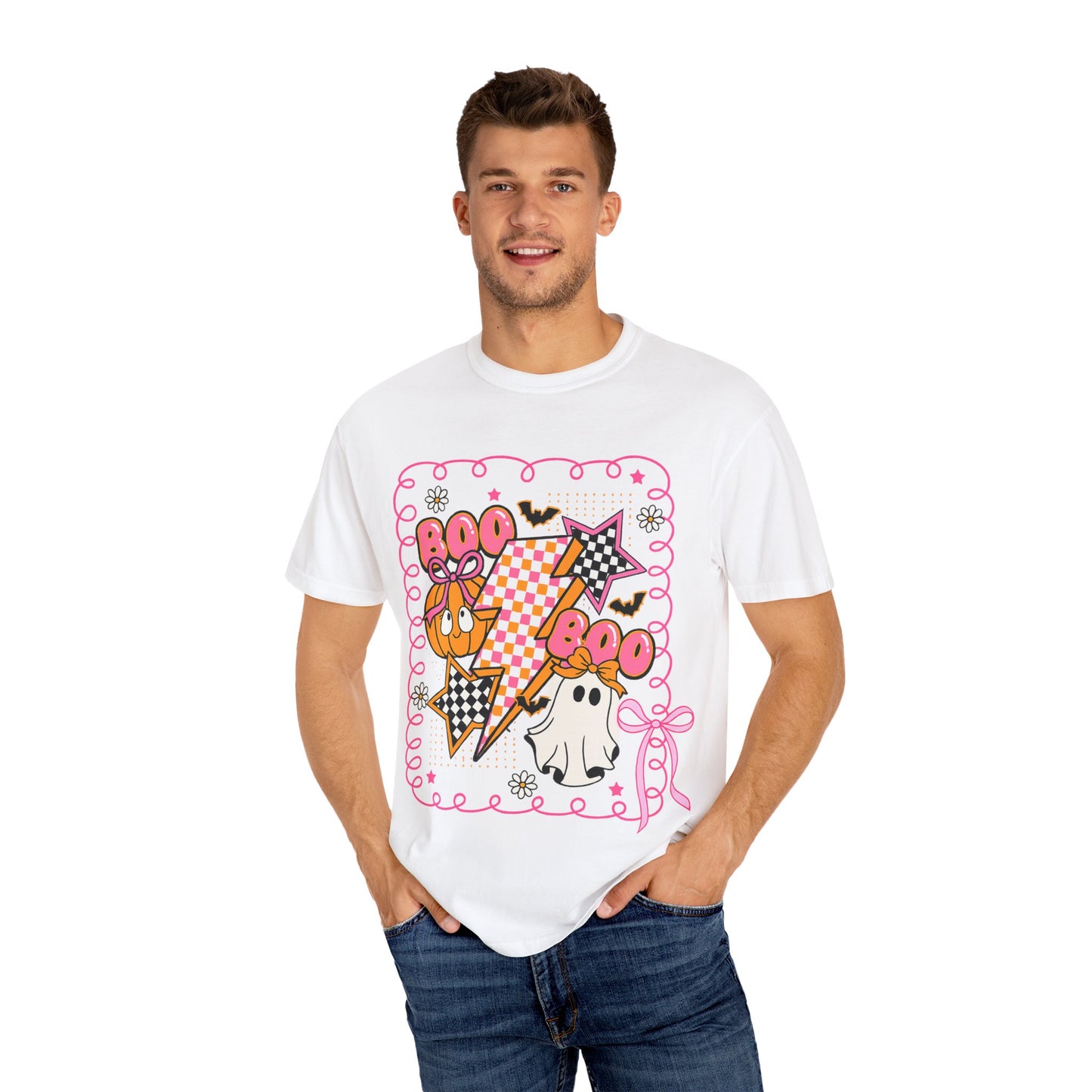 Retro Design Orange & Pink Unisex Halloween T-Shirt
