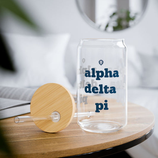 ADPi Custom Sipper Glass, 16oz - Alpha Delta Pi Drinkware, Perfect for Sorority Gifts, Graduation, Parties, Celebrations, Eco-Friendly