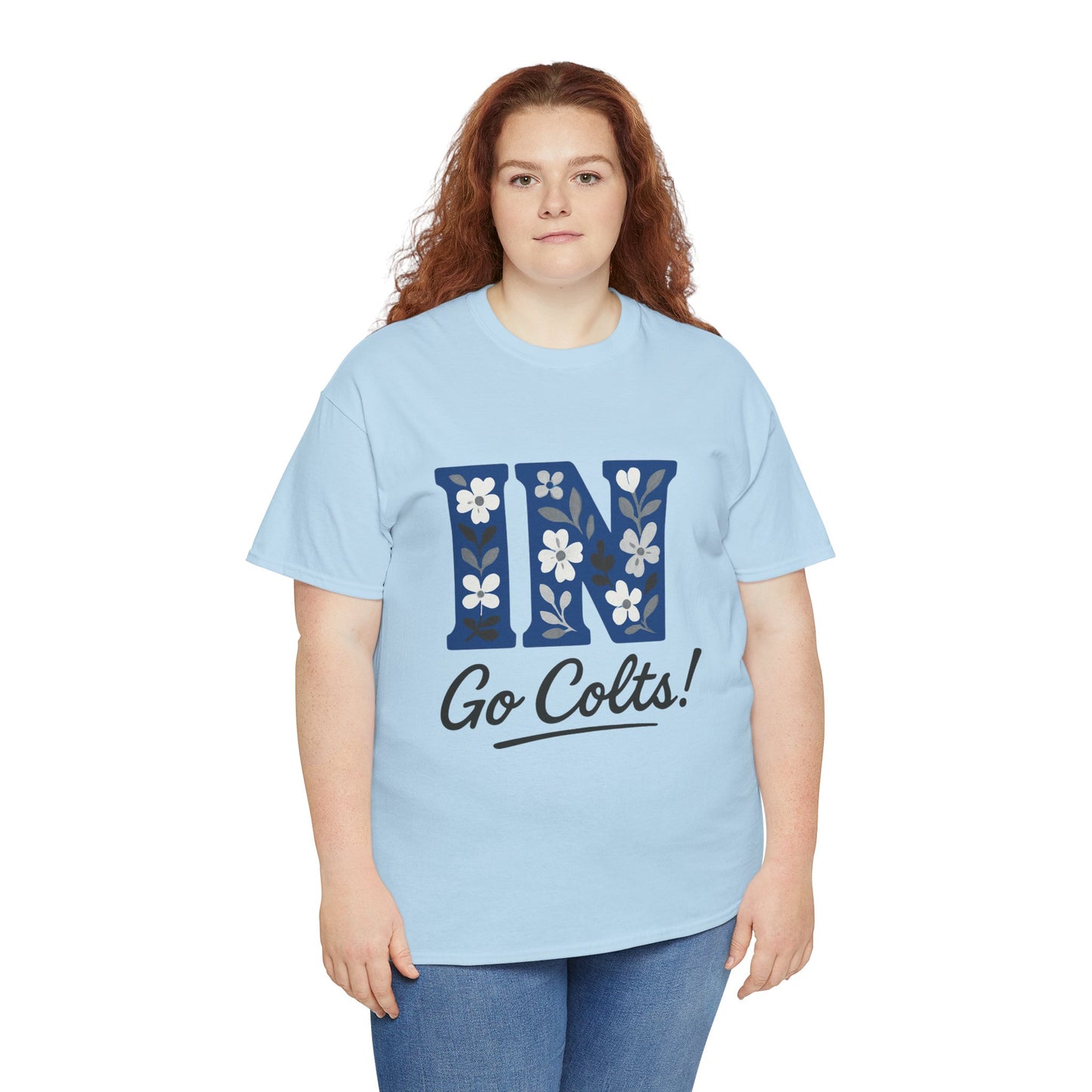 Floral Colts Tee | Unisex Heavy Cotton Tee for Sports Fans, Indiana Pride