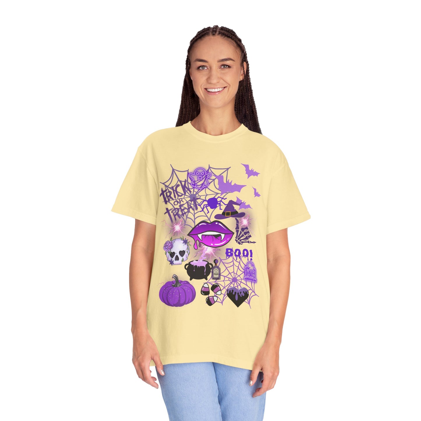 Spooky Purple Vibes Halloween Graphic T-Shirt, Fun Unisex Tee for Spooky Season, Trick or Treat, Boo! Shirt, Halloween Party Wear, Gift Idea