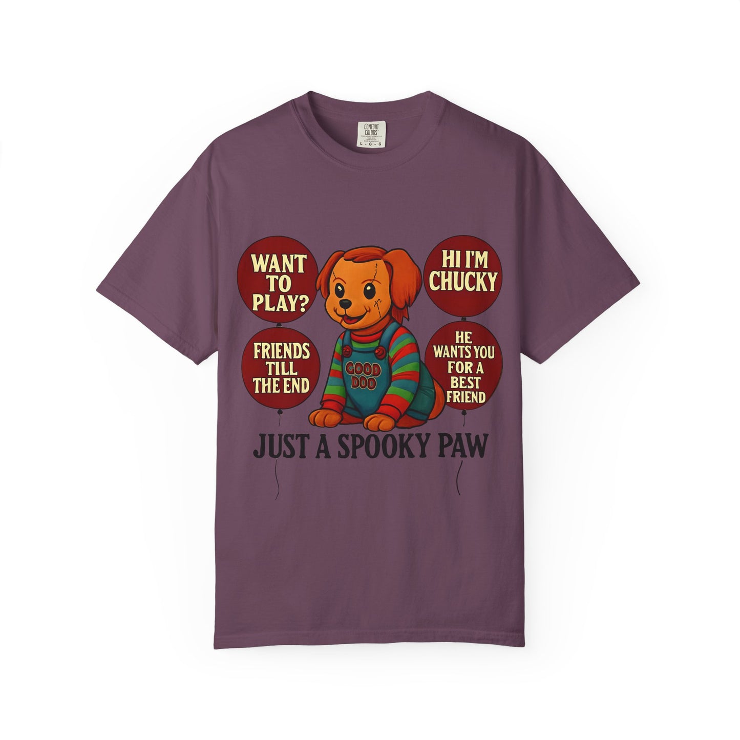 Spooky Graphic T-shirt, Halloween Costume Top, Unisex Tee, Funny Chucky Shirt, Gift for Horror Fans, Cute Spooky Apparel