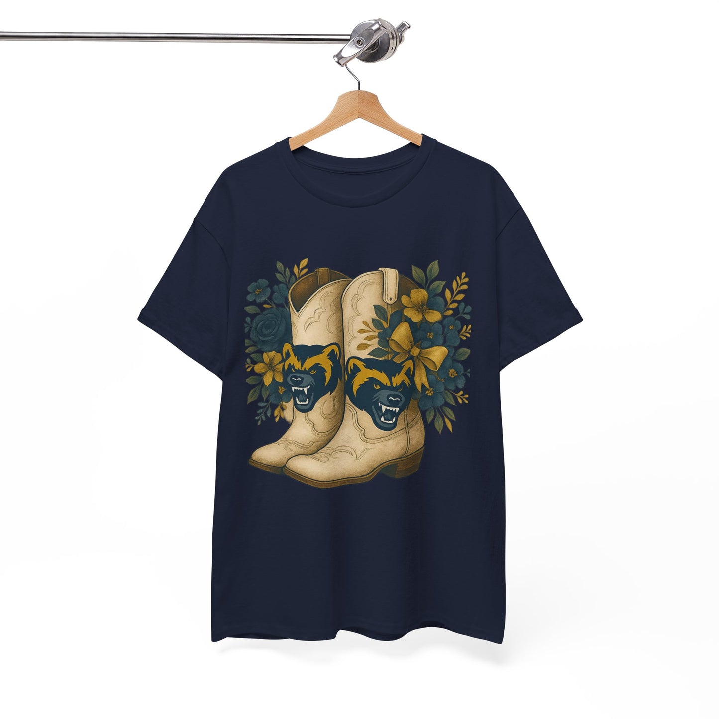 Graphic Tee - Michigan Wolverines Maize and Blue Country Chic Floral Cowboy Boots Vintage Style Shirt