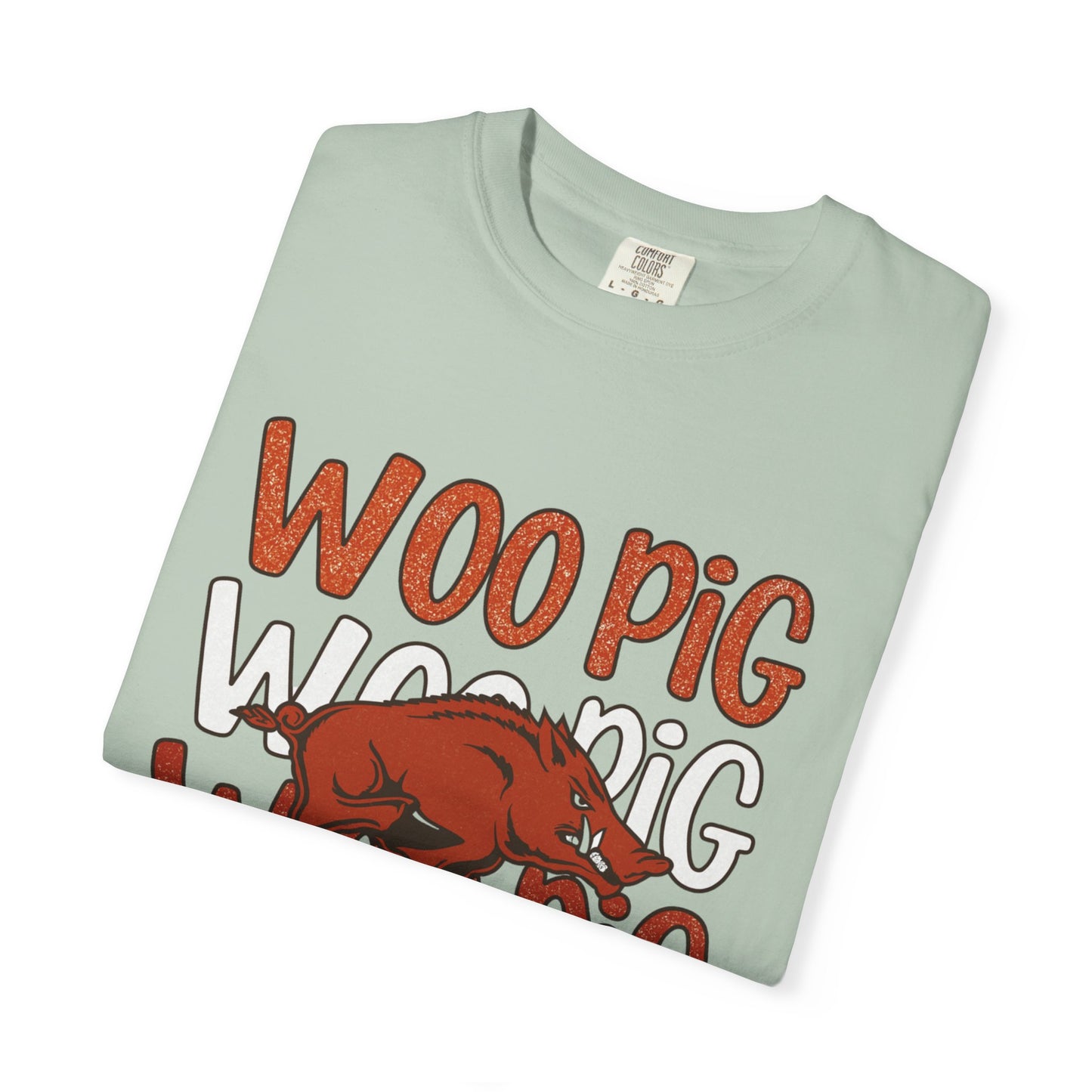 Woo Pig Garment-Dyed T-Shirt, Unisex Tee, Arkansas Pride Shirt, Casual Everyday Wear, College Game Day Tee, Fun Graphic Tee