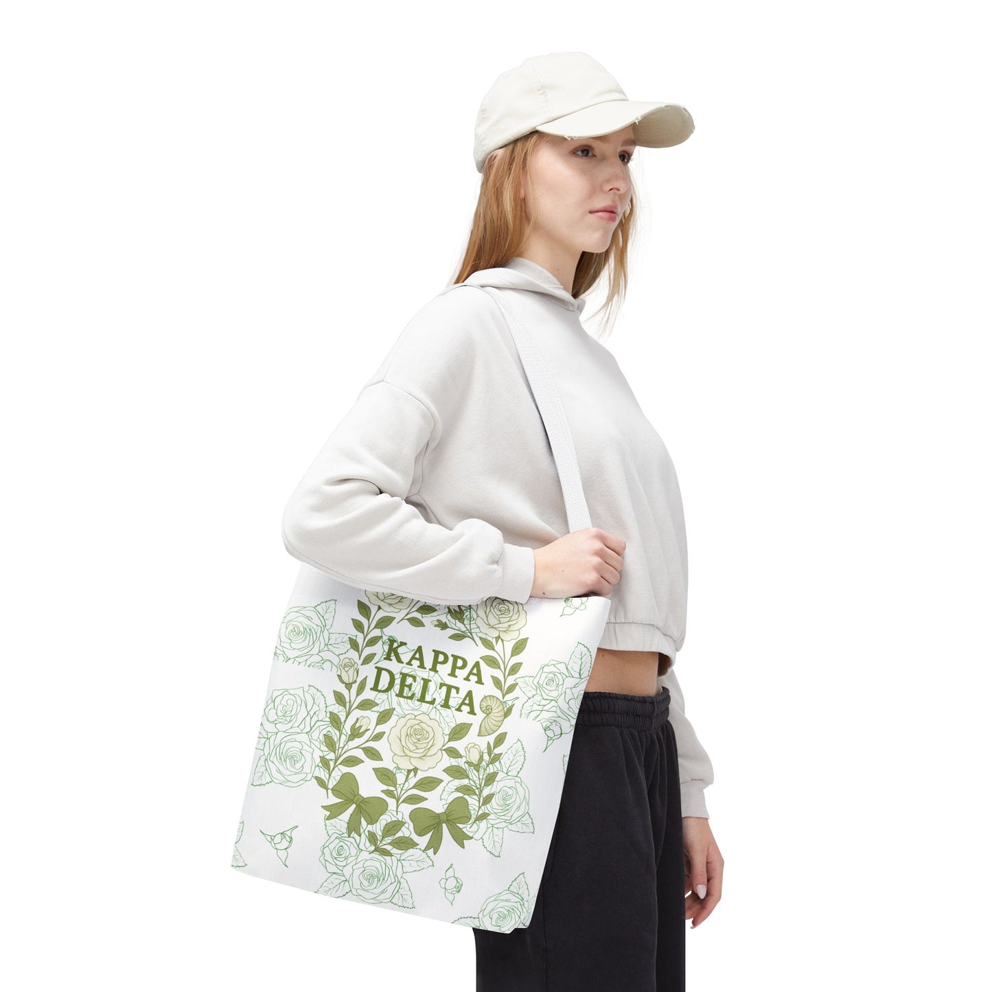 Elegant Kappa Delta Tote Bag, Floral AOP Design, Sorority Bag, Gift for Sisters, Eco-Friendly Shopping Bag