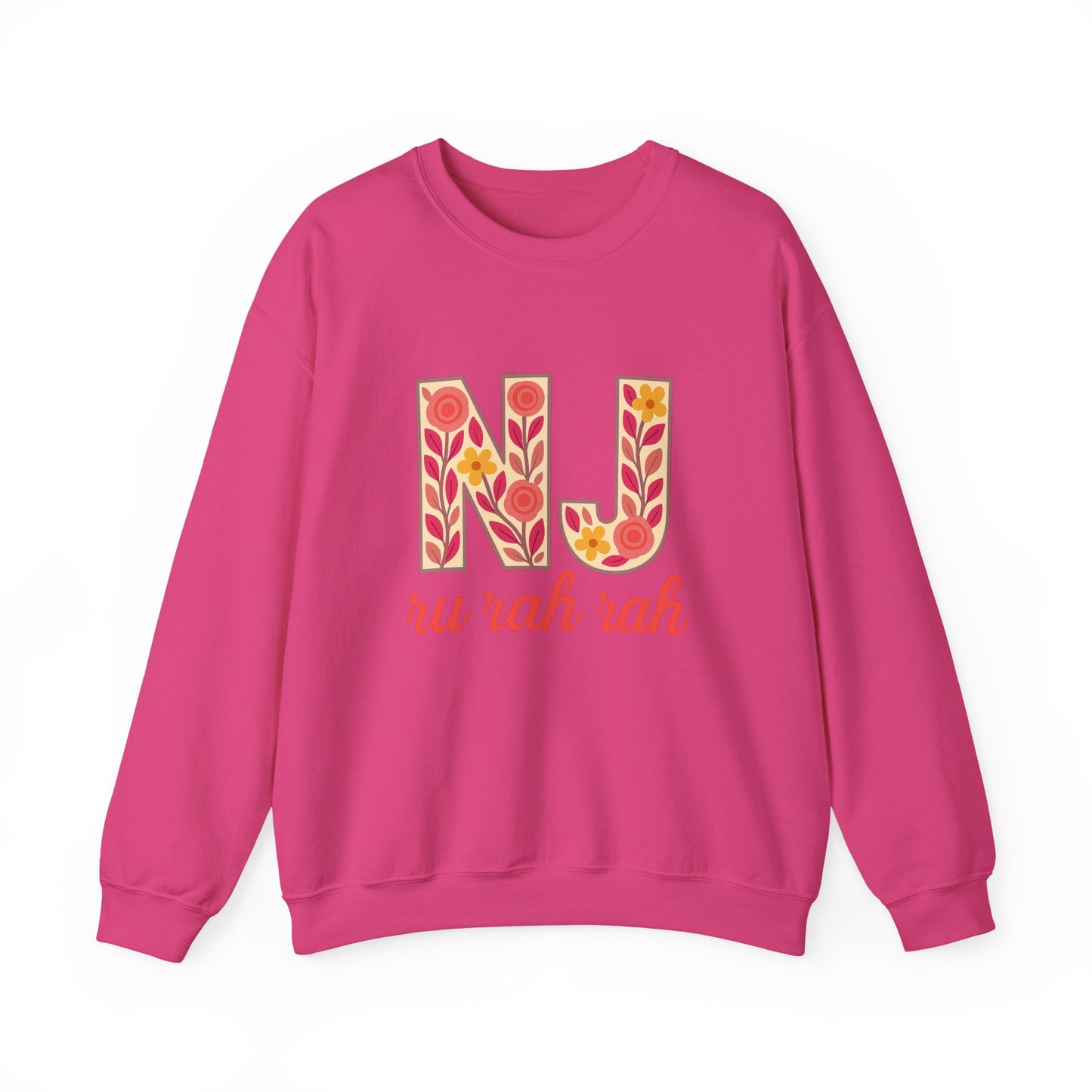 NJ Floral Pattern Crewneck Sweatshirt, Cozy Jersey, Casual Layer, Unique Gift, Fall Fashion, Unisex Apparel