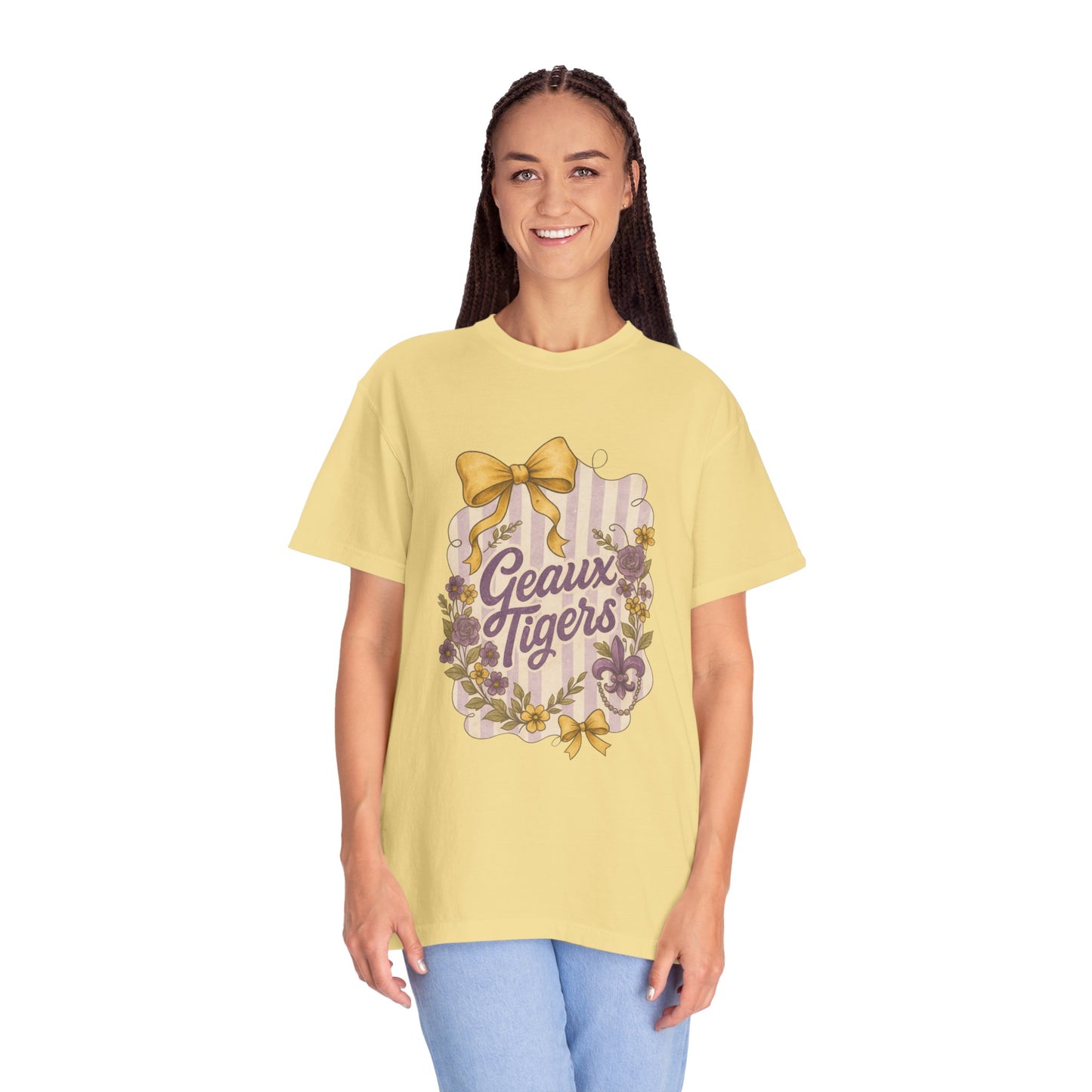 Geaux Tigers Floral T-Shirt, Unisex Casual Tee, Game Day Apparel, Spring Outfit, LSU Fan Gear