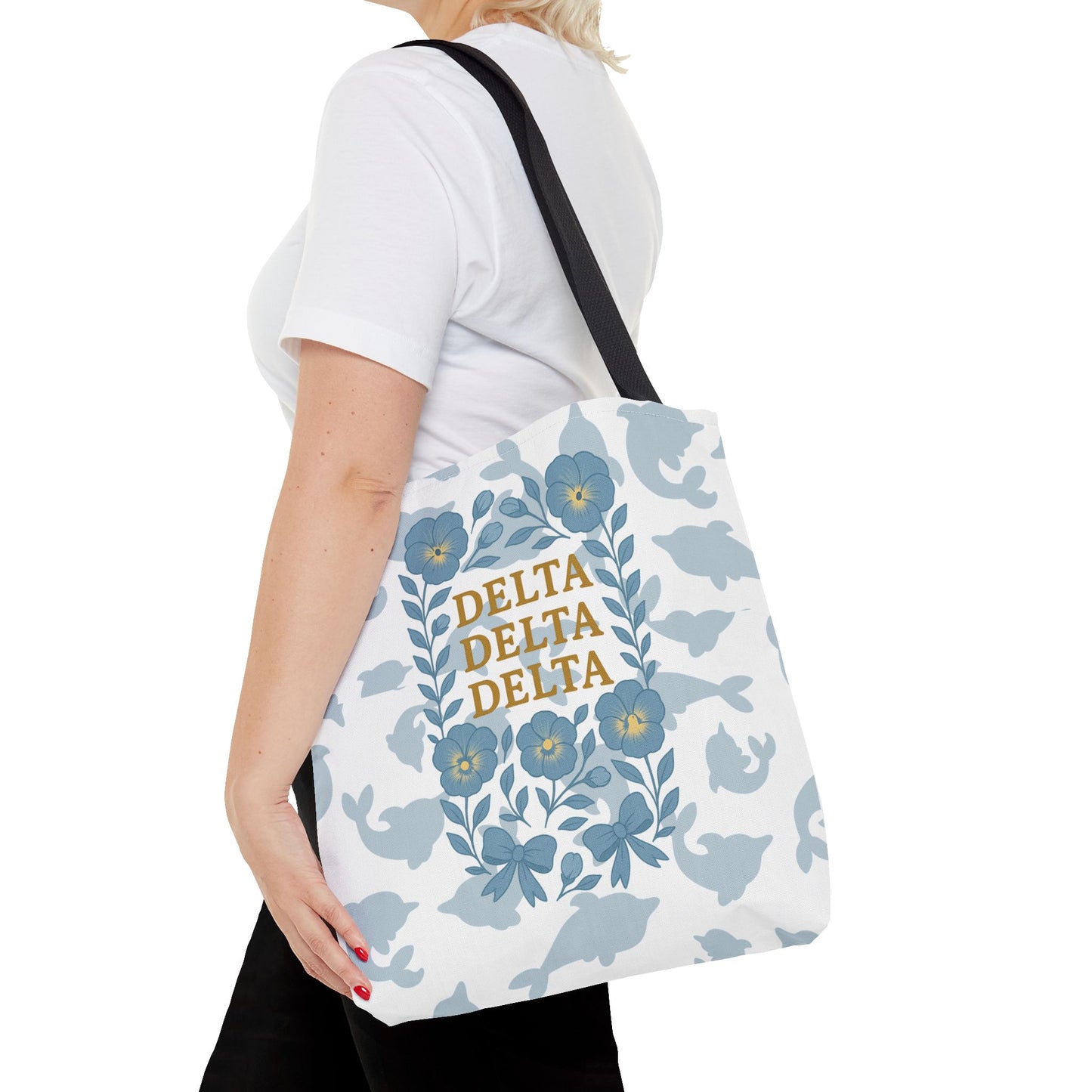 Delta Delta Delta Floral Tote Bag | Sorority Gift | Reusable Shopping Bag | Summer Accessory | Eco-Friendly Bag | Stylish Storage
