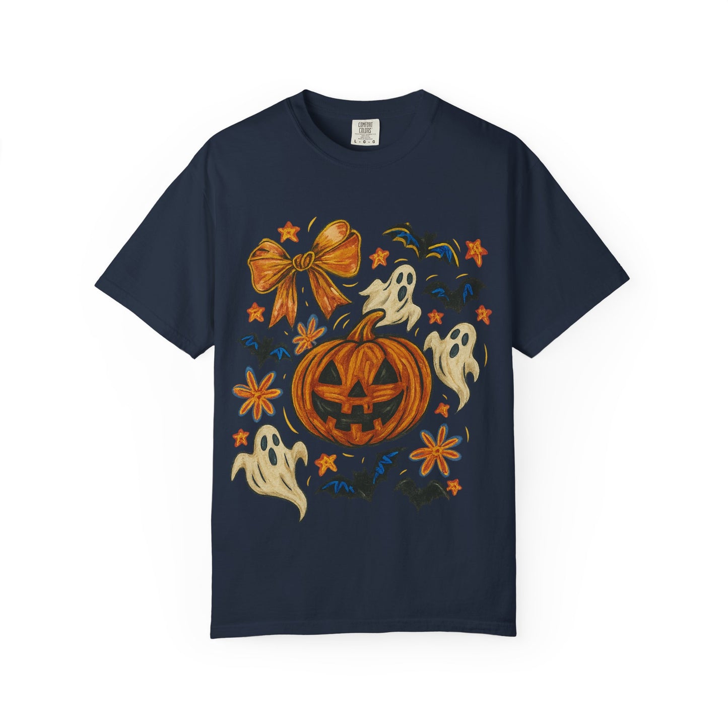 Halloween Ghost & Pumpkin T-shirt, Spooky Season Shirt, Fall Tee, Unisex Halloween Apparel, Ghostly Graphic Tee, Pumpkin Graphic Shirt