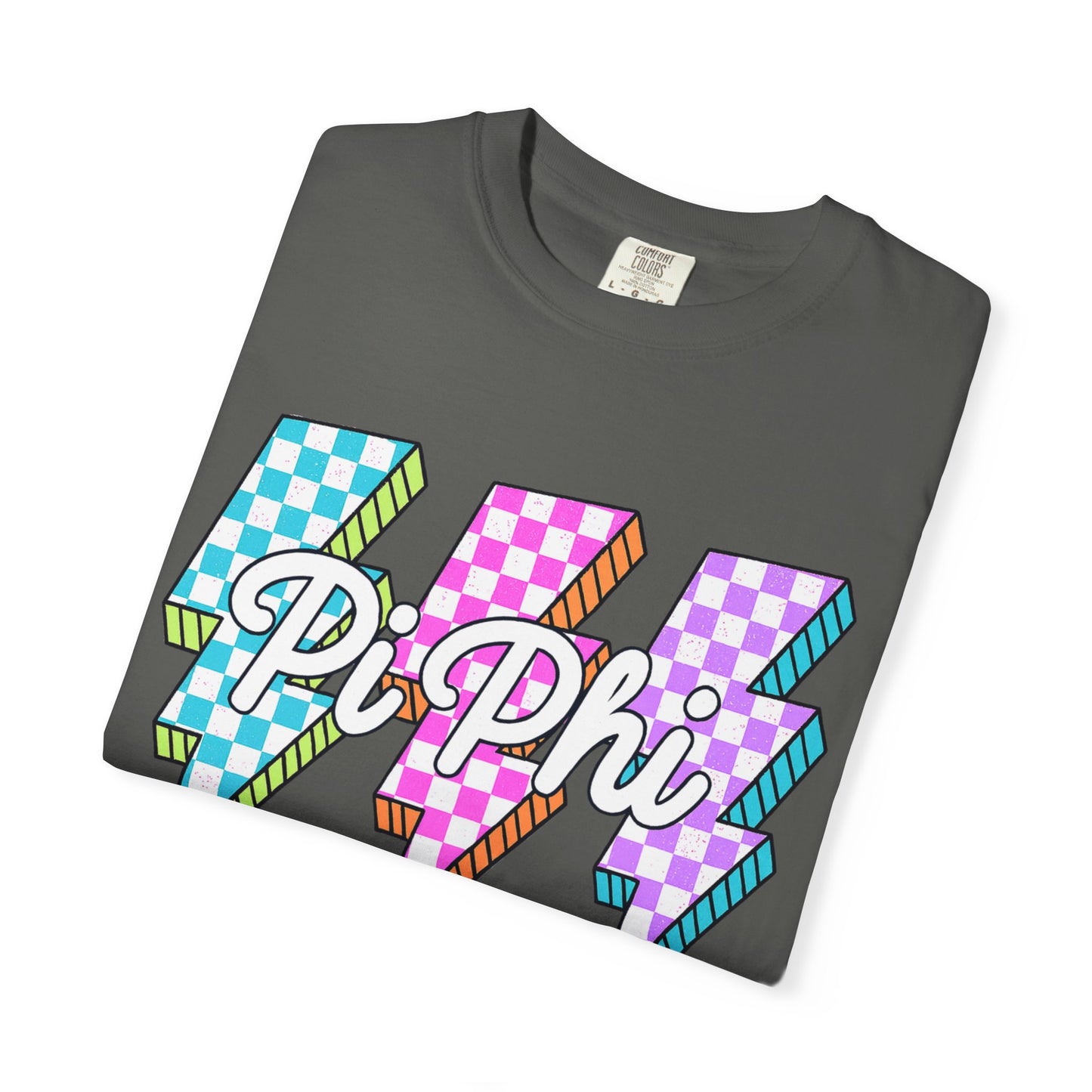 PB Phi Lightning Bolt Unisex T-shirt | Vibrant Greek Life Apparel, Unique Gift for Sorority Sisters, Casual Wear, Celebrating Sisterhood