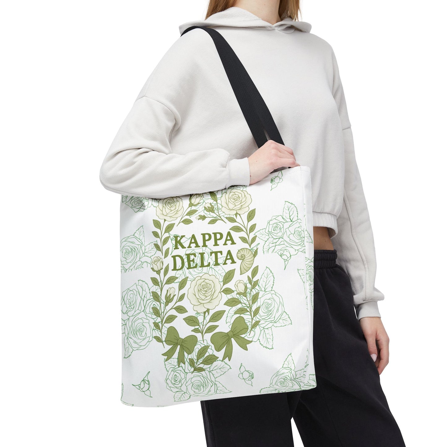 Elegant Kappa Delta Tote Bag, Floral AOP Design, Sorority Bag, Gift for Sisters, Eco-Friendly Shopping Bag