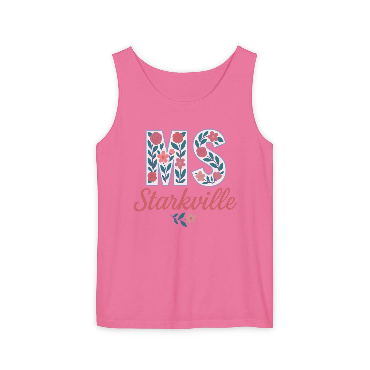 Mississippi Floral Monogram Summer Tank Top, Comfort Colors, Perfect for Casual Outings, Gifts, Beach Days, Graduation Celebrations,