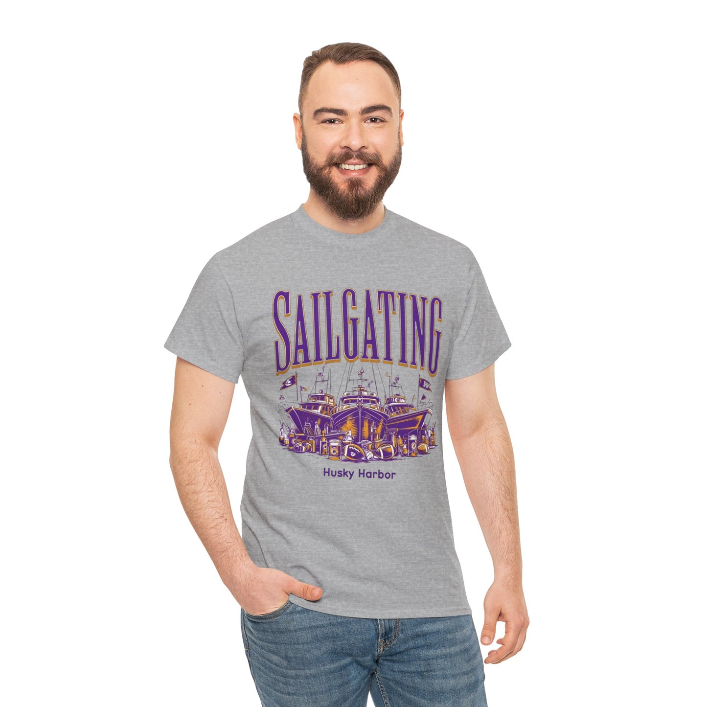 Sailgating Tee - Washington Huskies Unisex Heavy Cotton Shirt